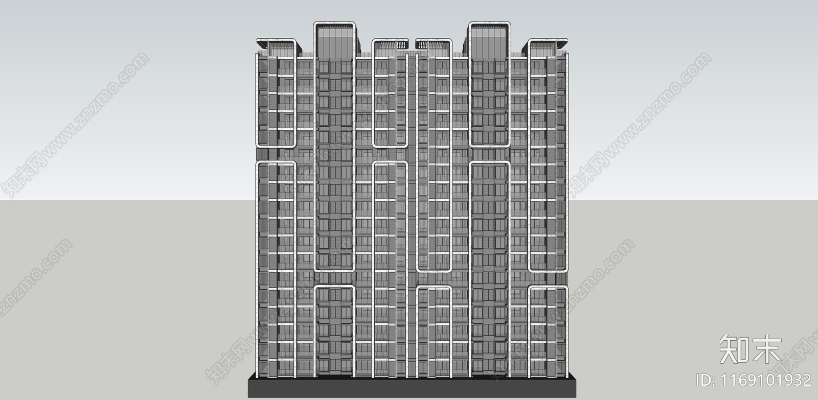 现代简约高层住宅SU模型下载【ID:1169101932】