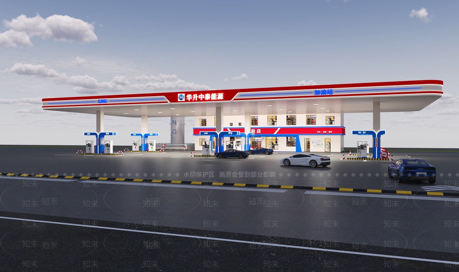 现代加油站3D模型下载【ID:1169102848】