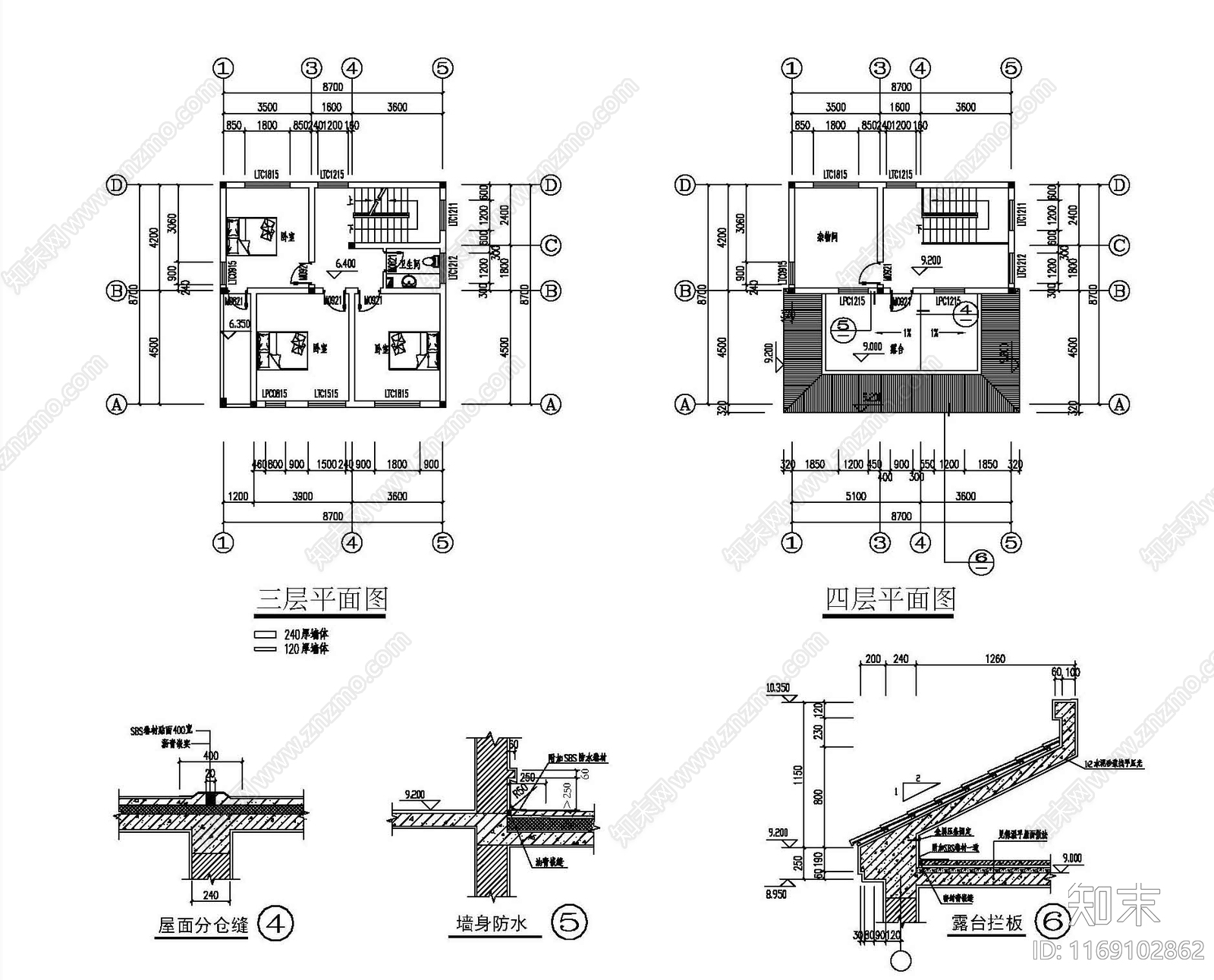 现代别墅建筑cad施工图下载【ID:1169102862】