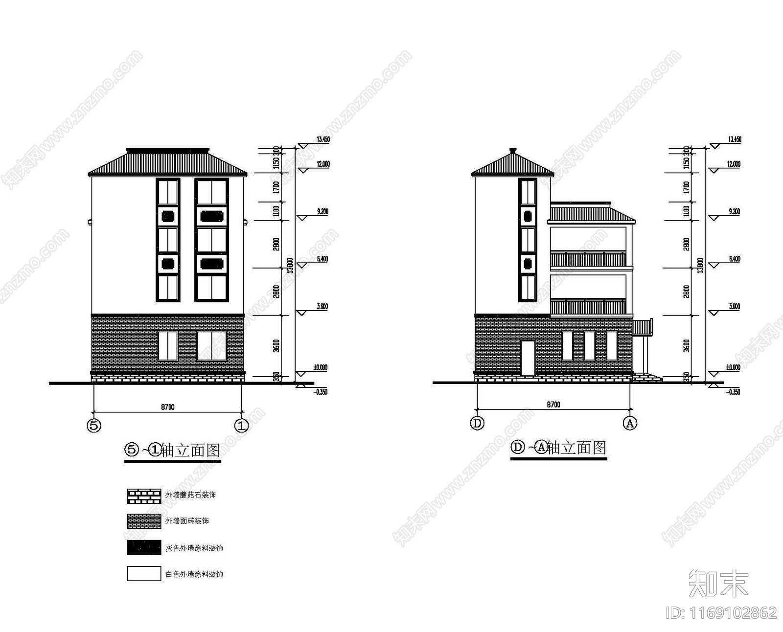 现代别墅建筑cad施工图下载【ID:1169102862】