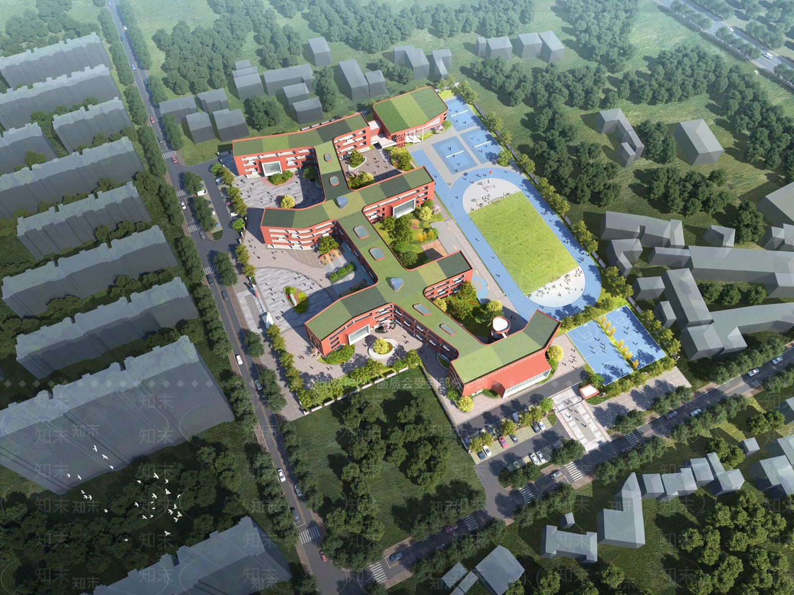 现代学校建筑SU模型下载【ID:1169104342】