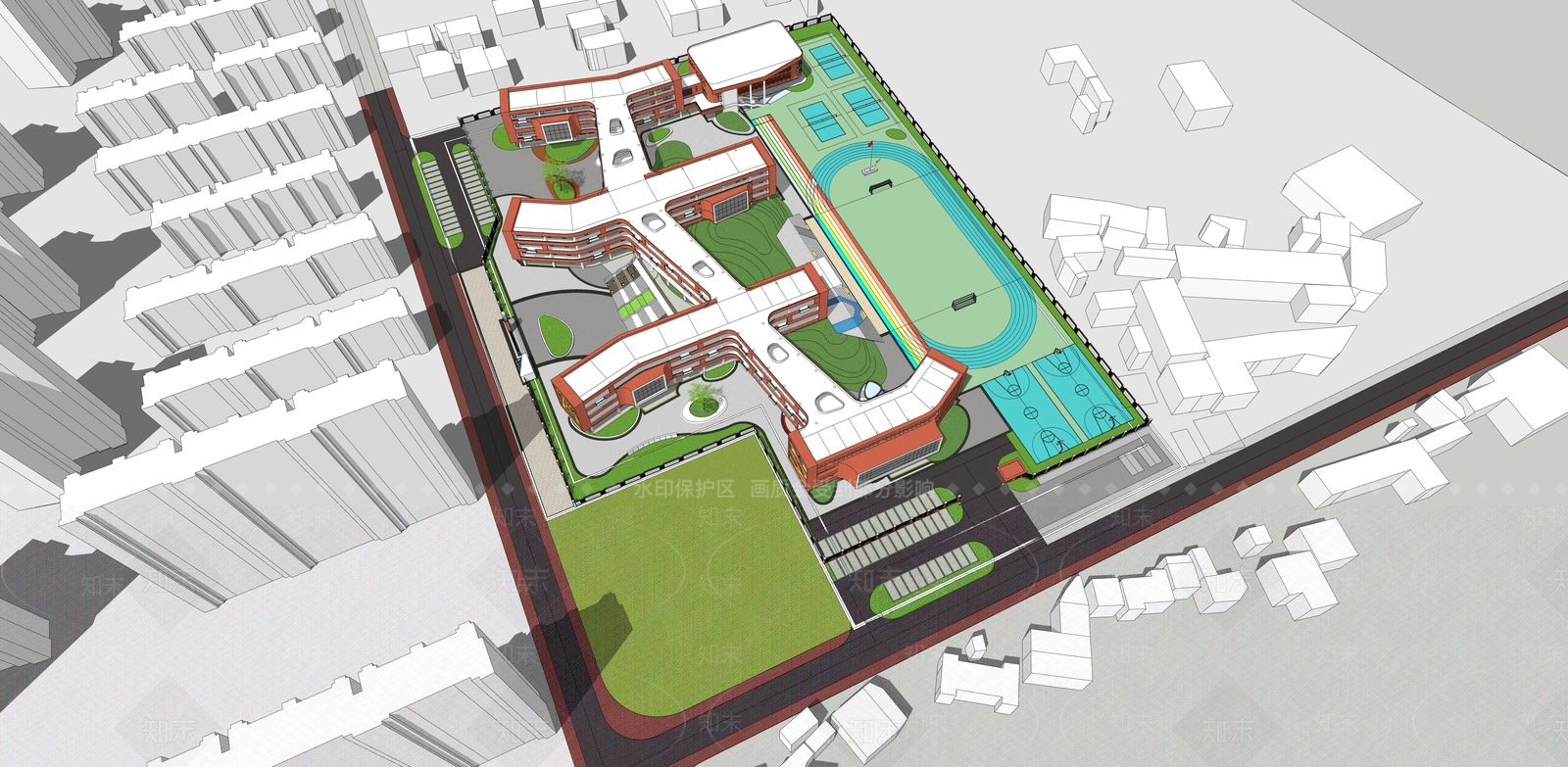 现代学校建筑SU模型下载【ID:1169104342】