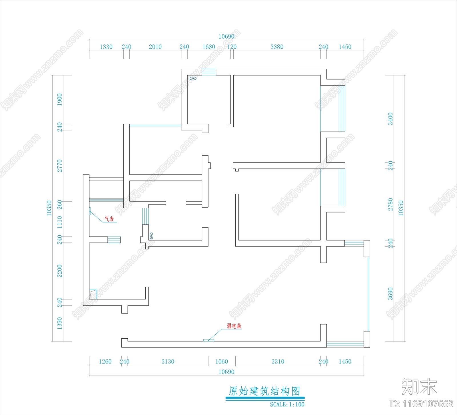 整体家装空间cad施工图下载【ID:1169107663】