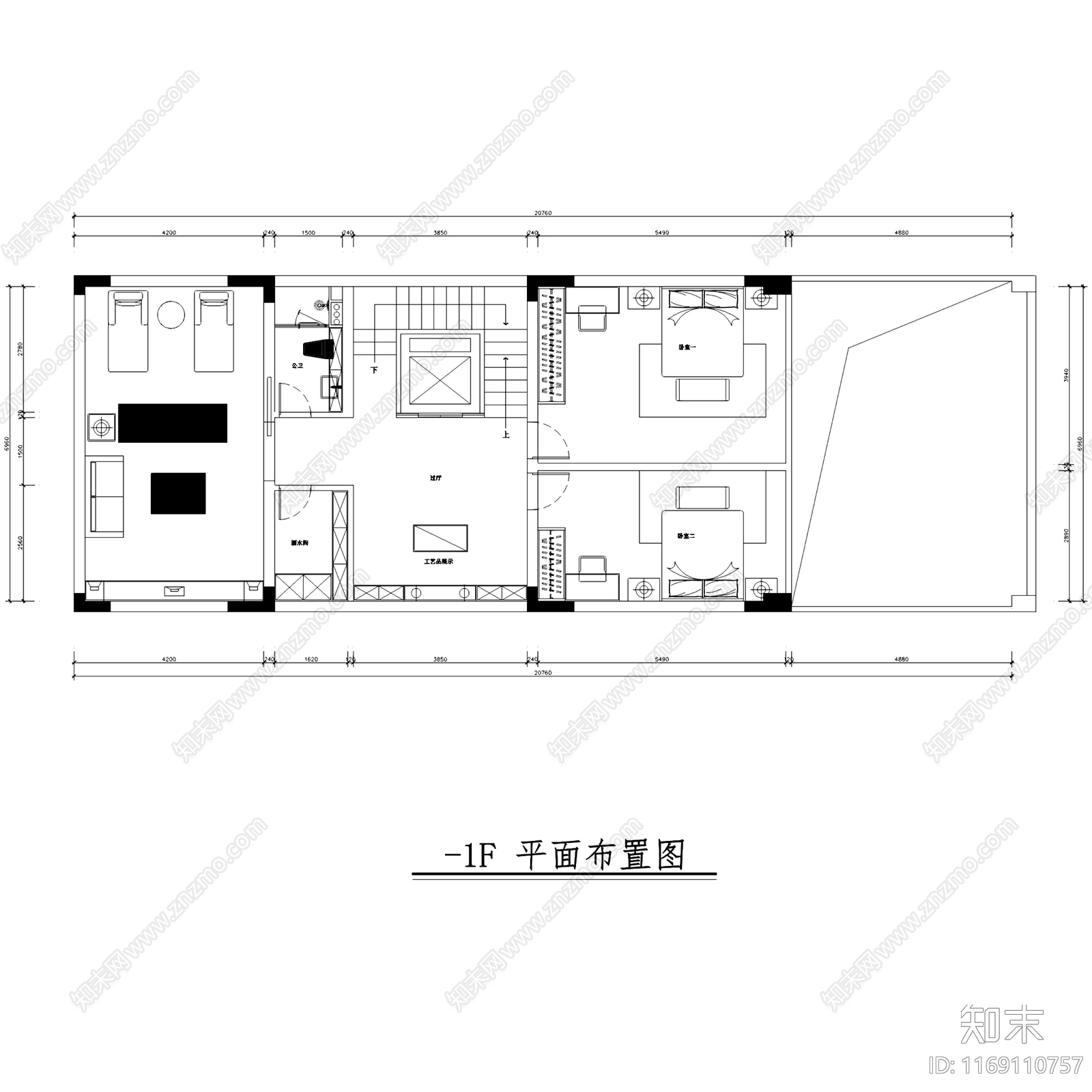 现代轻奢中海九号公馆五层别墅室内家装施工图下载【ID:1169110757】