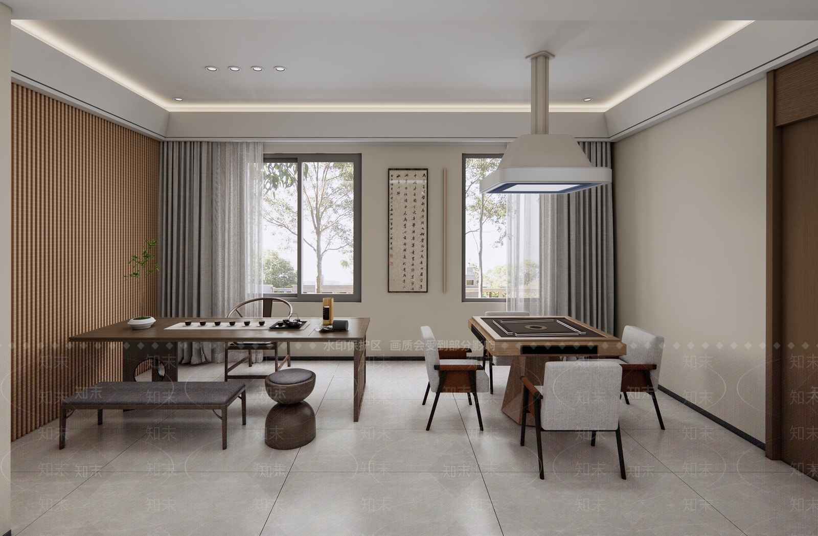 现代新中式棋牌室SU模型下载【ID:1169121992】