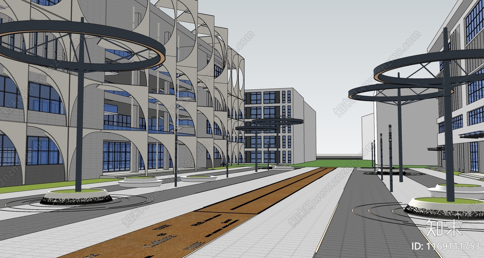 现代广场景观SU模型下载【ID:1169111753】