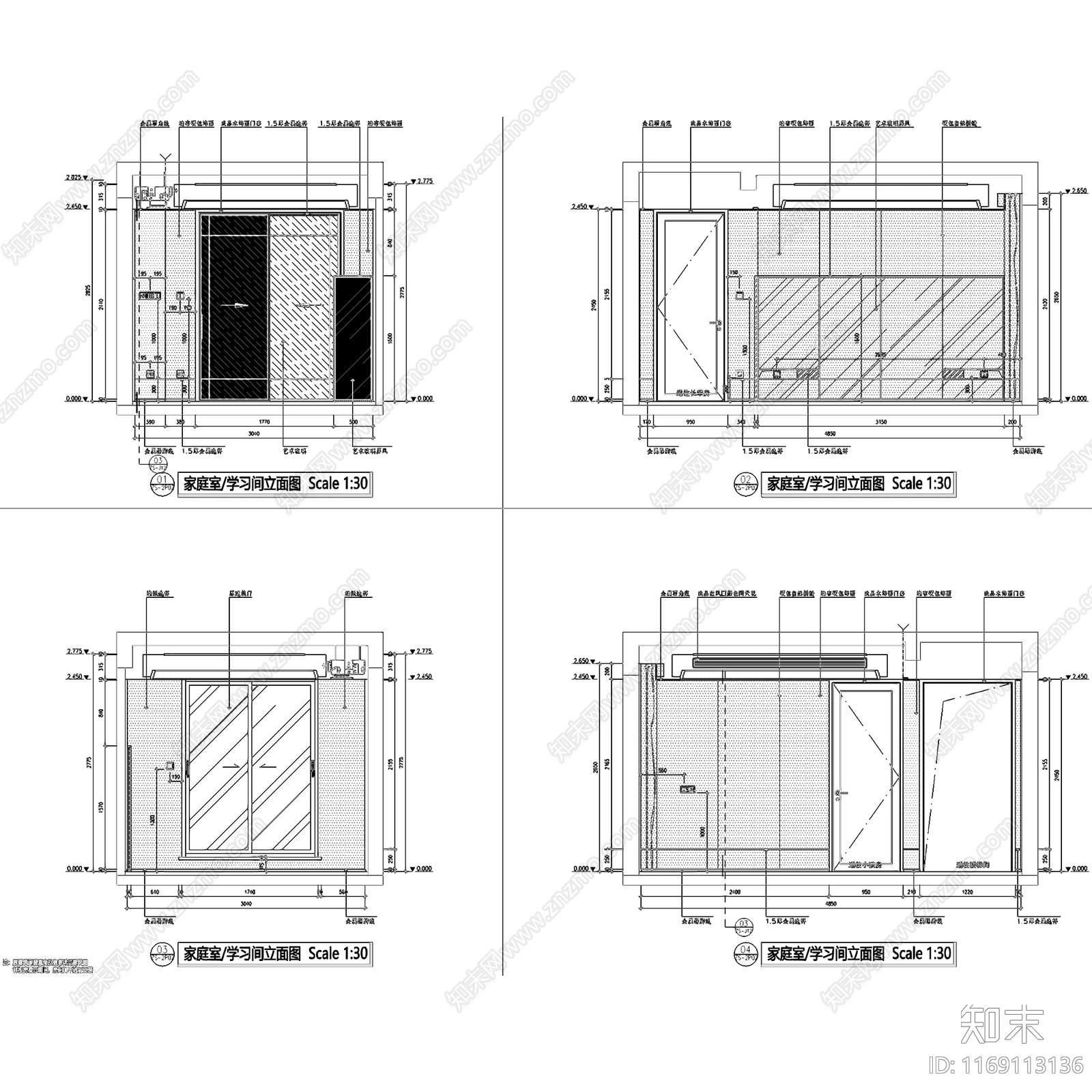 现代新中式整体家装空间施工图下载【ID:1169113136】