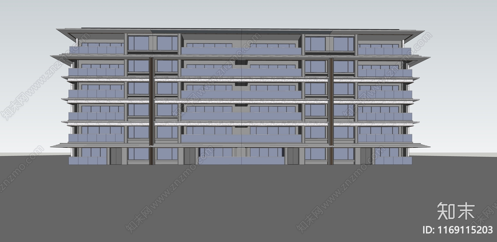 新中式多层住宅SU模型下载【ID:1169115203】