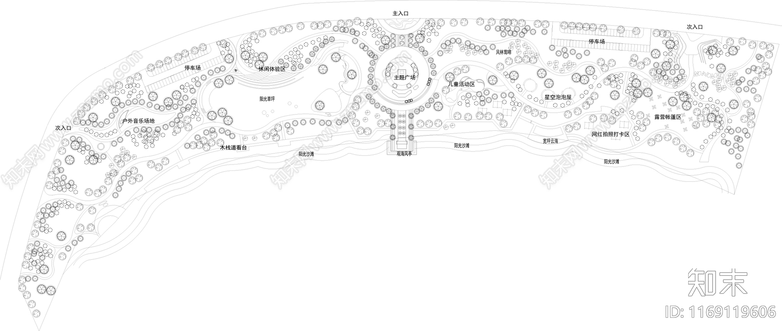 现代公园景观cad施工图下载【ID:1169119606】