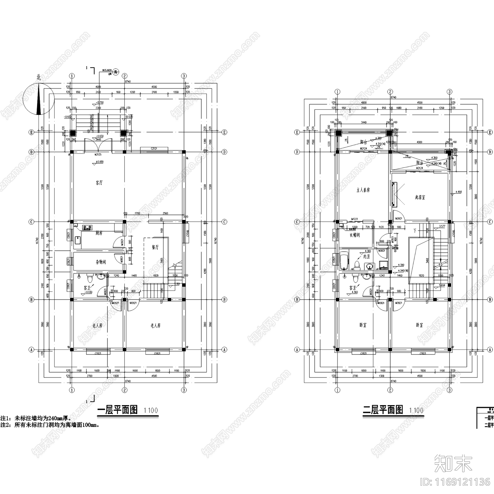 现代欧式别墅建筑施工图下载【ID:1169121136】