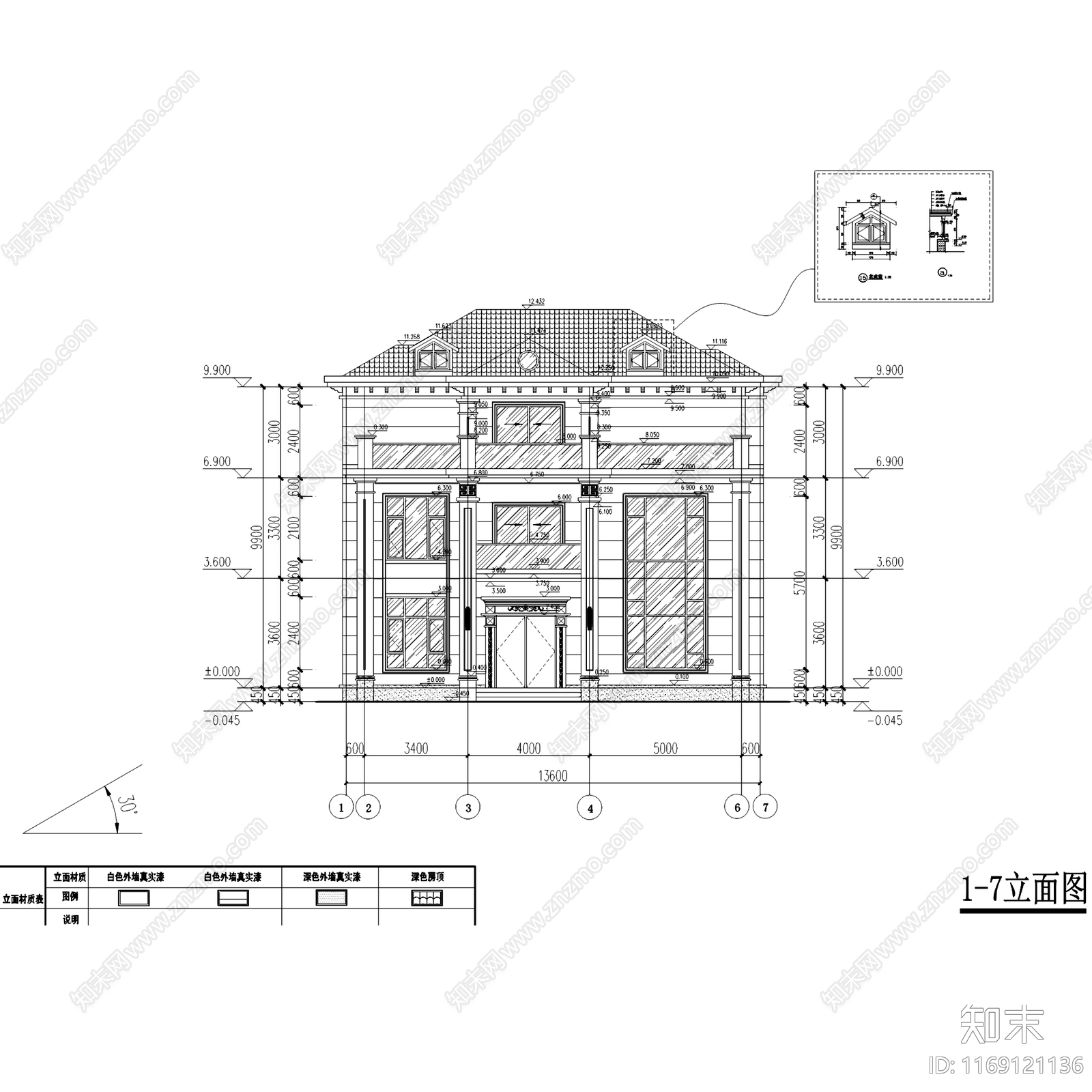 现代欧式别墅建筑施工图下载【ID:1169121136】