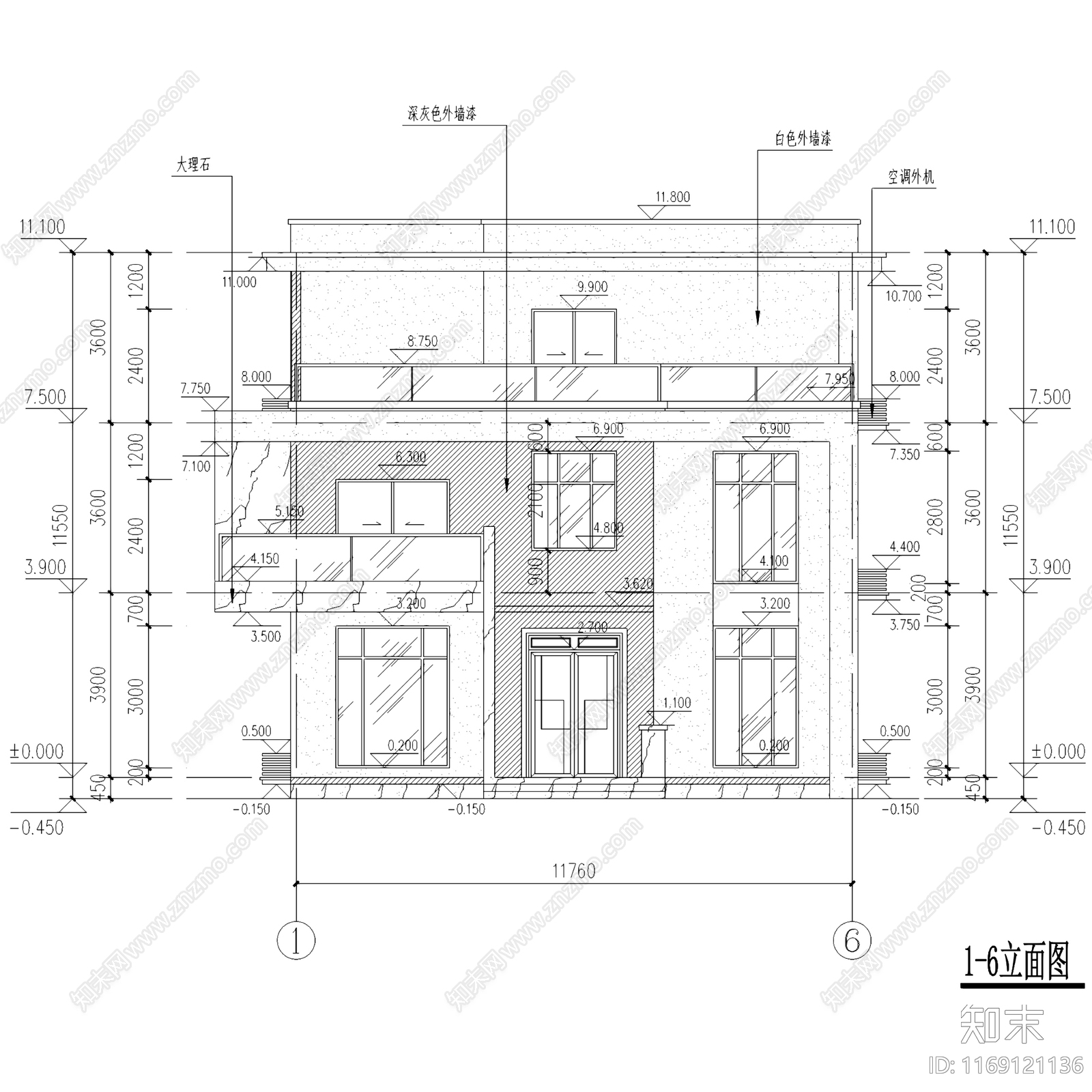 现代欧式别墅建筑施工图下载【ID:1169121136】