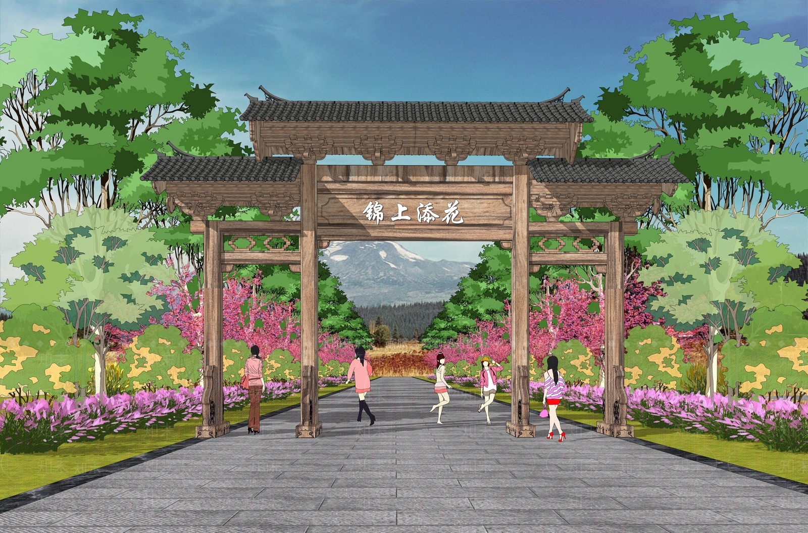 新中式中式牌坊牌楼SU模型下载【ID:1169130893】