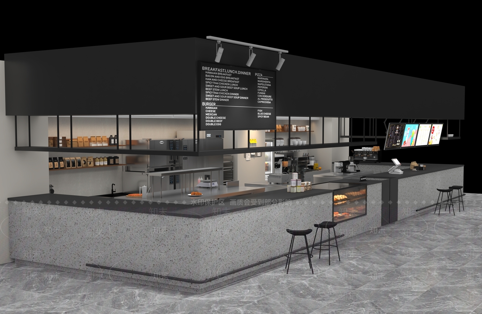 现代简约甜品面包店3D模型下载【ID:1169133417】