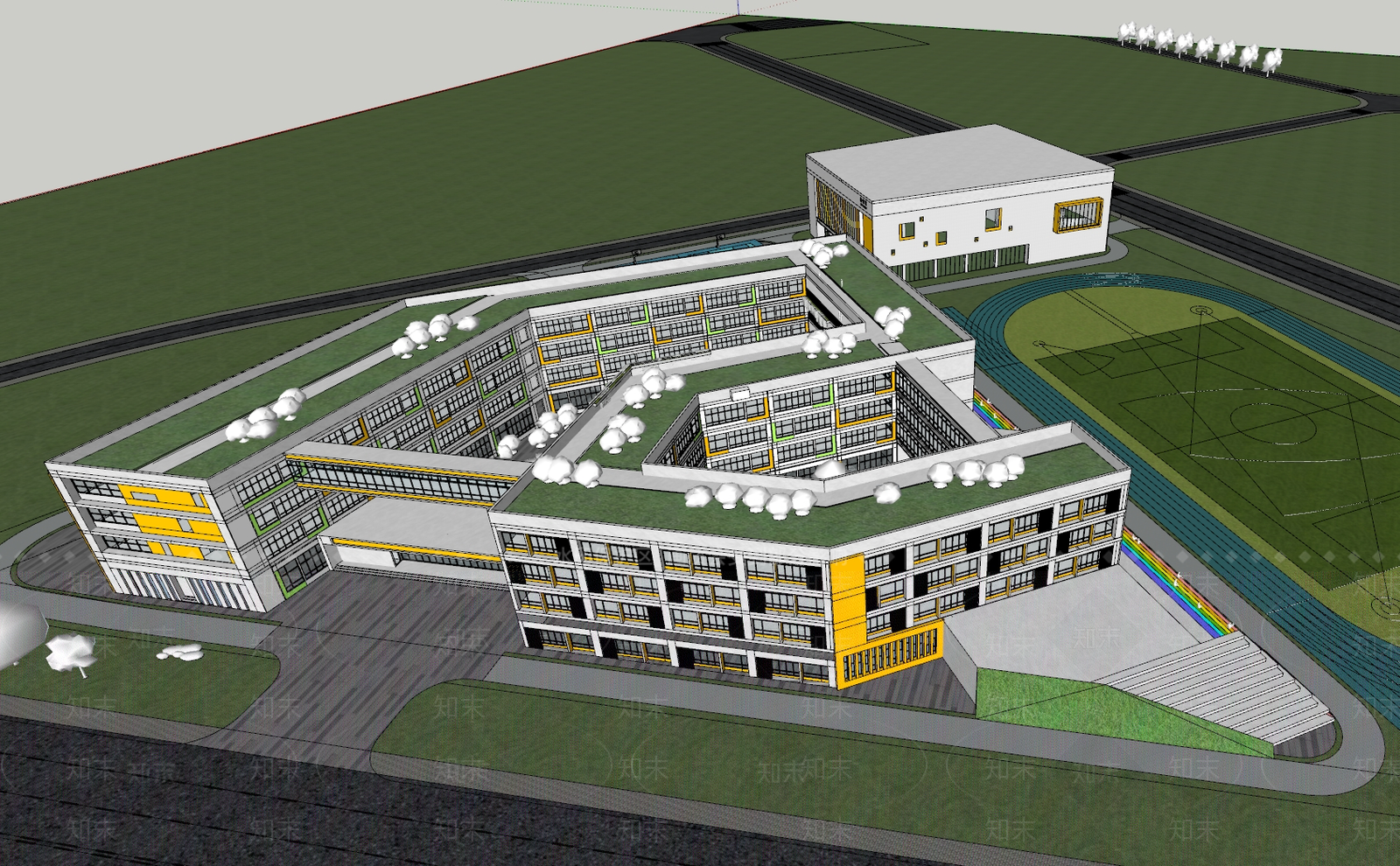 现代学校建筑SU模型下载【ID:1169135691】
