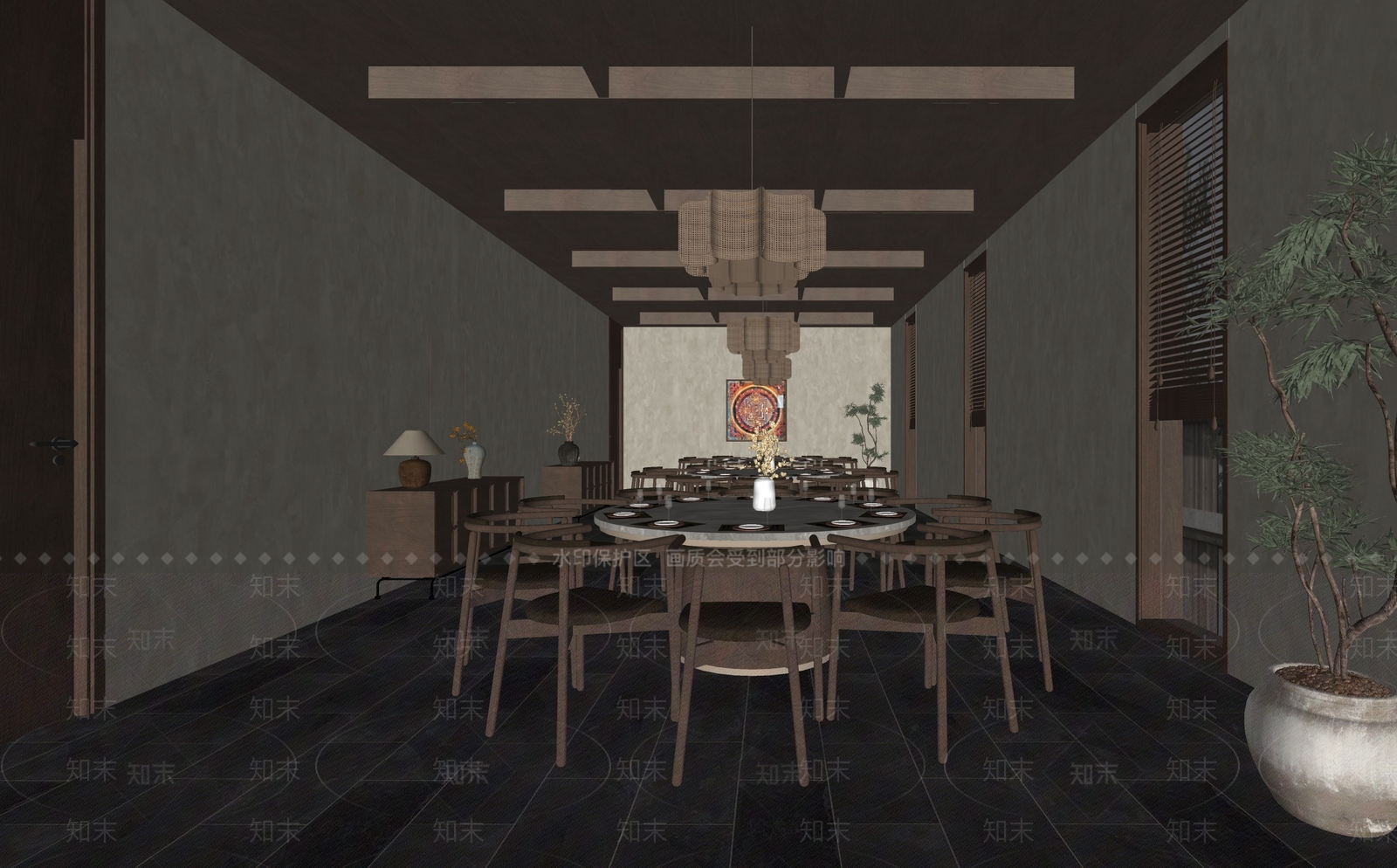 新中式包厢SU模型下载【ID:1169136755】