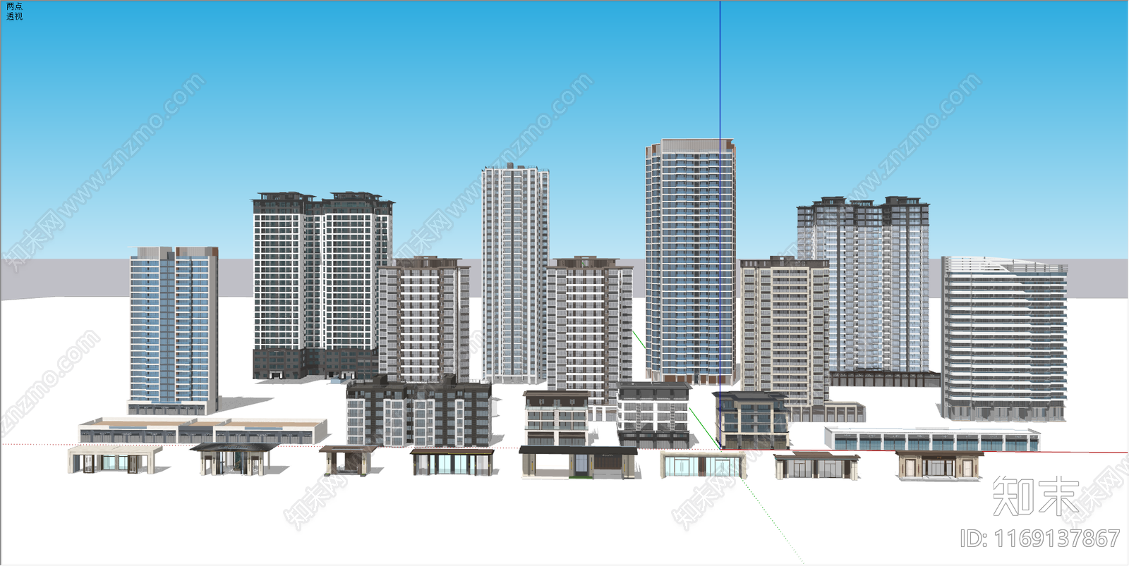 现代新中式高层住宅SU模型下载【ID:1169137867】