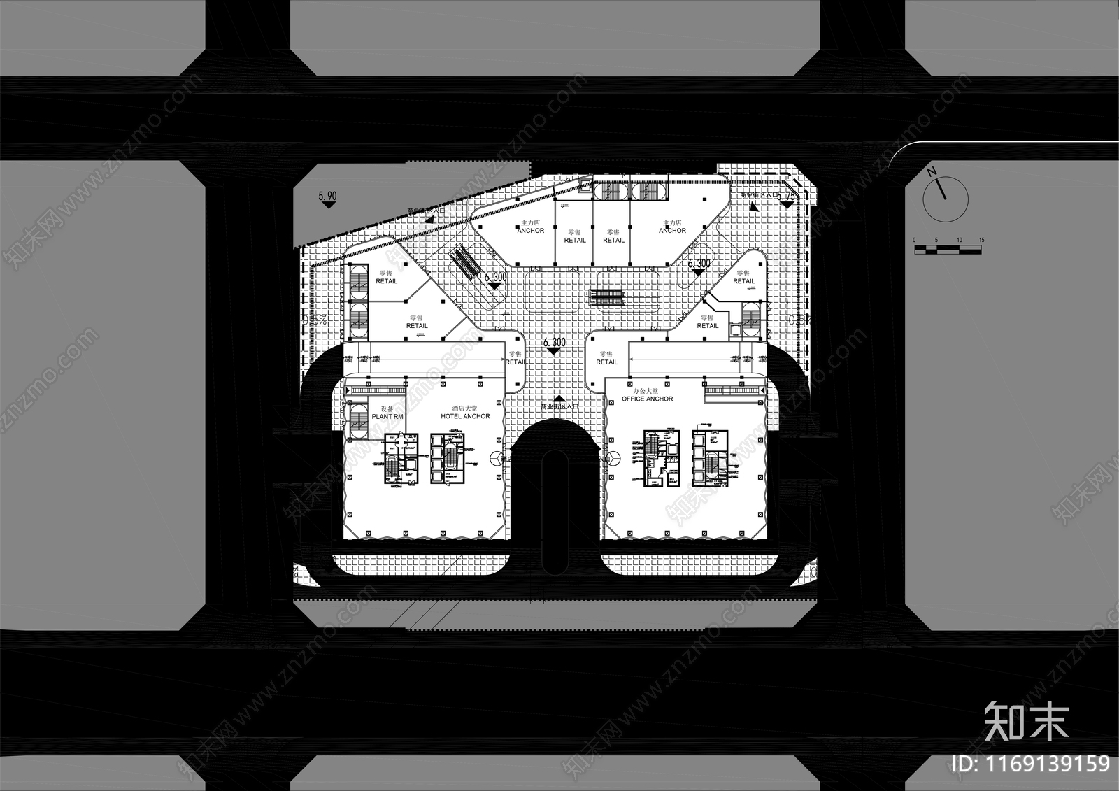 现代办公楼建筑cad施工图下载【ID:1169139159】