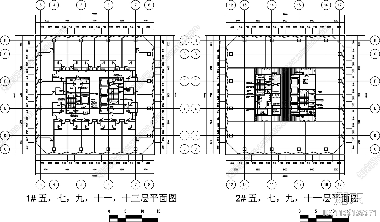 现代办公楼建筑cad施工图下载【ID:1169139971】