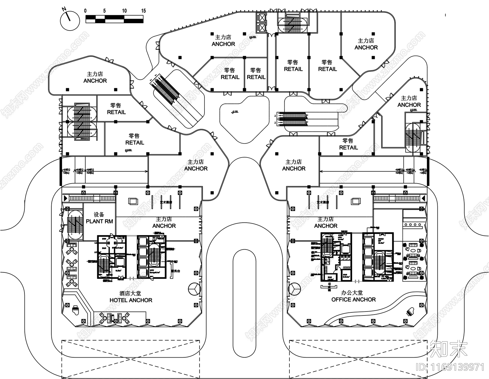 现代办公楼建筑cad施工图下载【ID:1169139971】