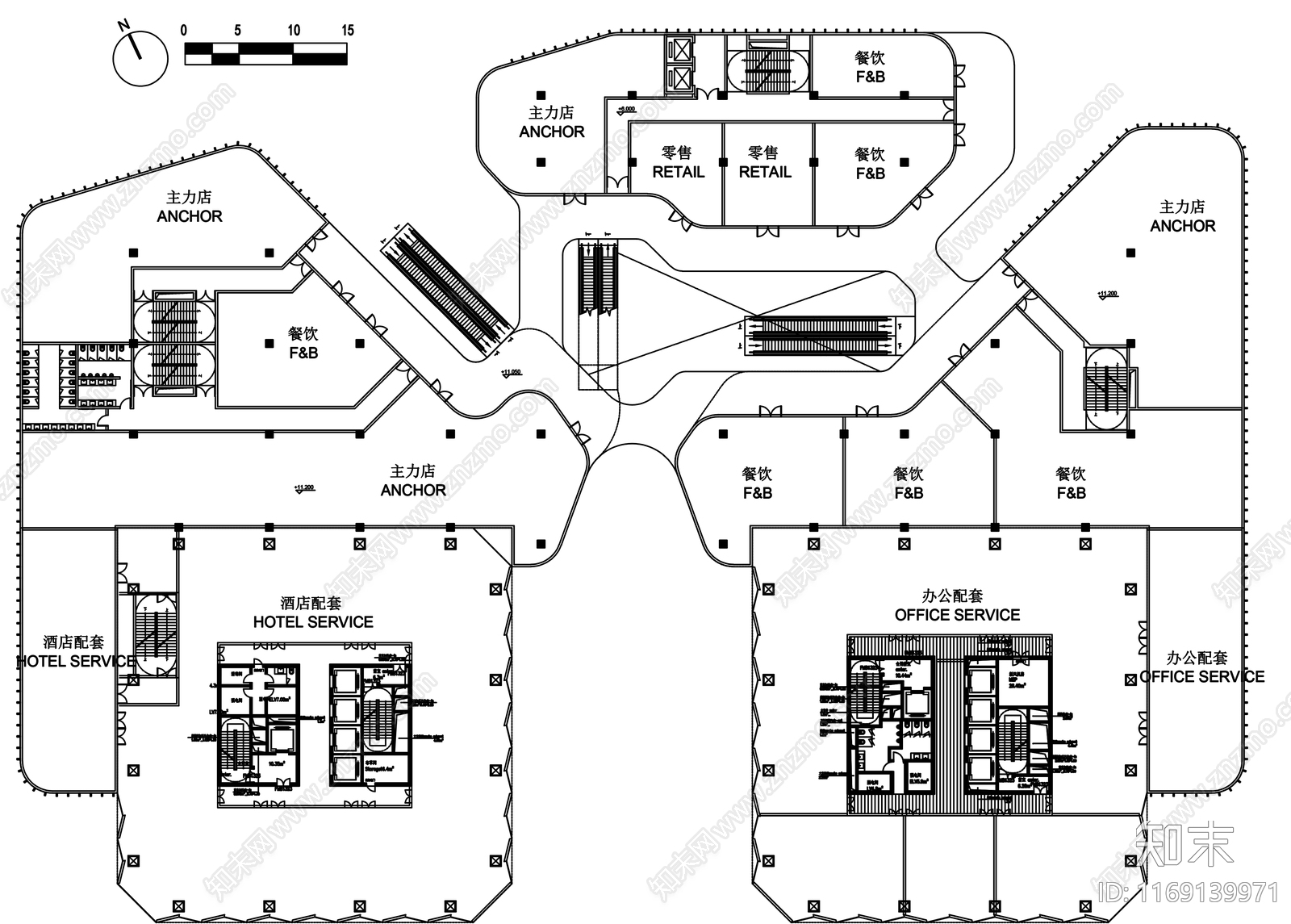 现代办公楼建筑cad施工图下载【ID:1169139971】