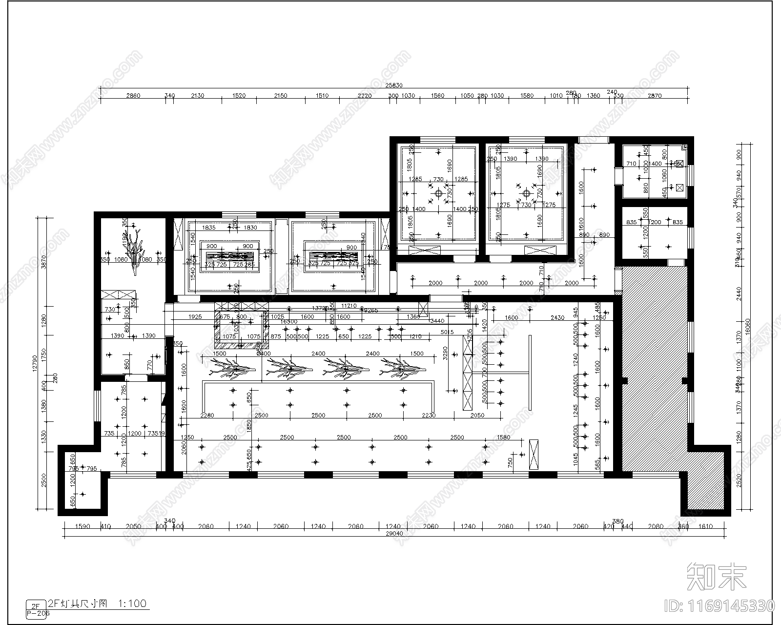 现代原木火锅店施工图下载【ID:1169145330】