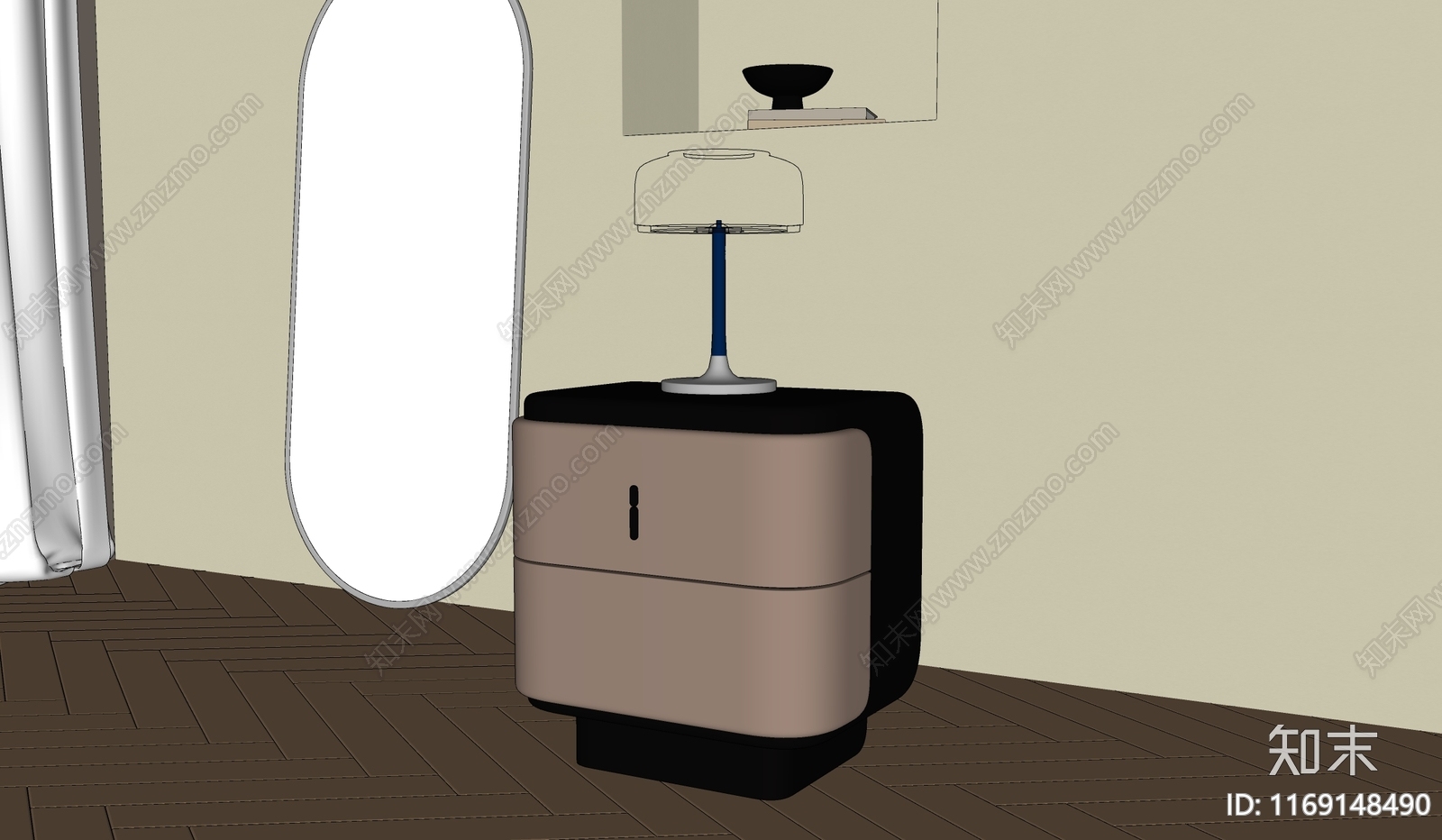 现代奶油床头柜SU模型下载【ID:1169148490】