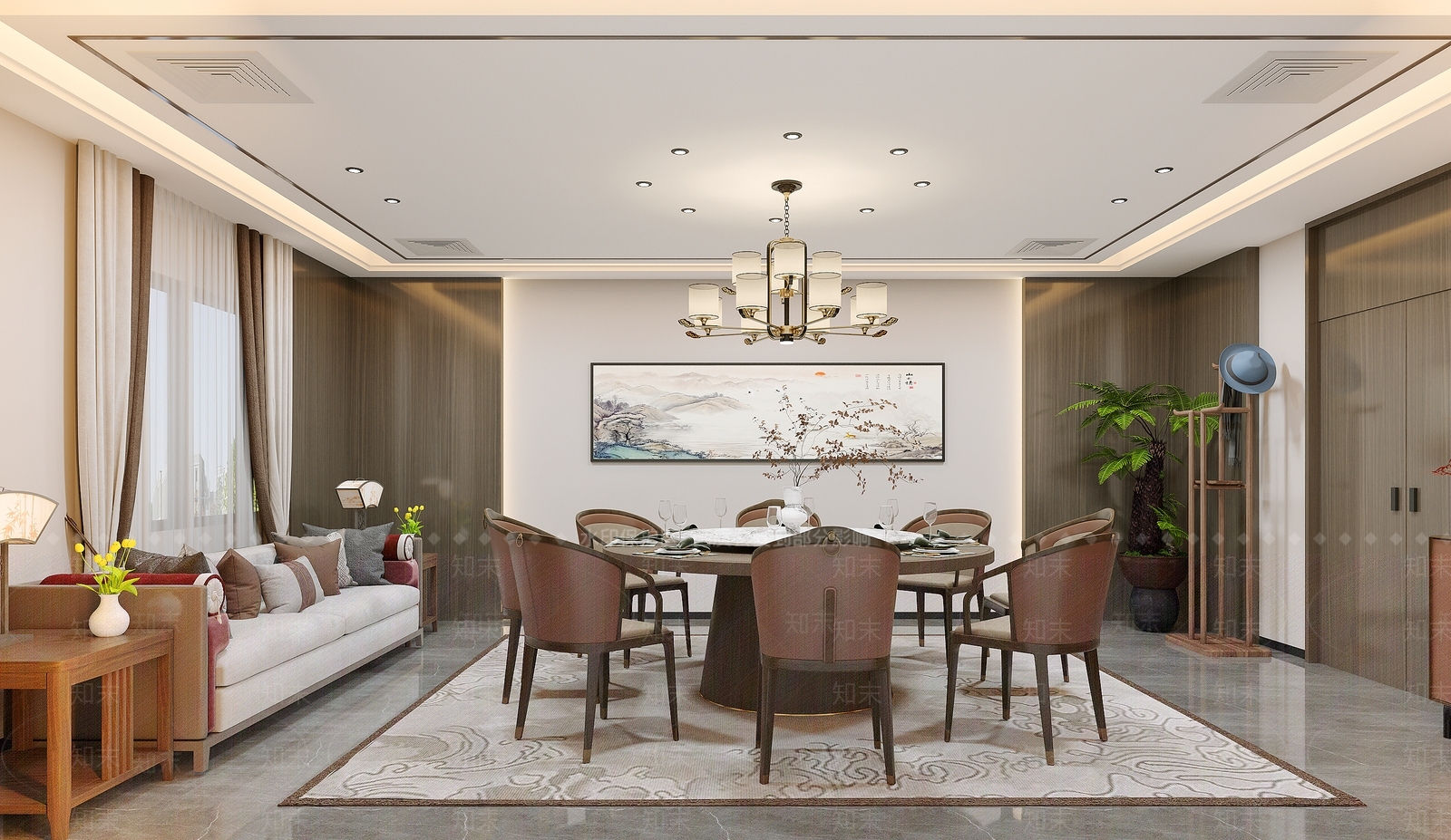 新中式现代包厢3D模型下载【ID:1169149366】