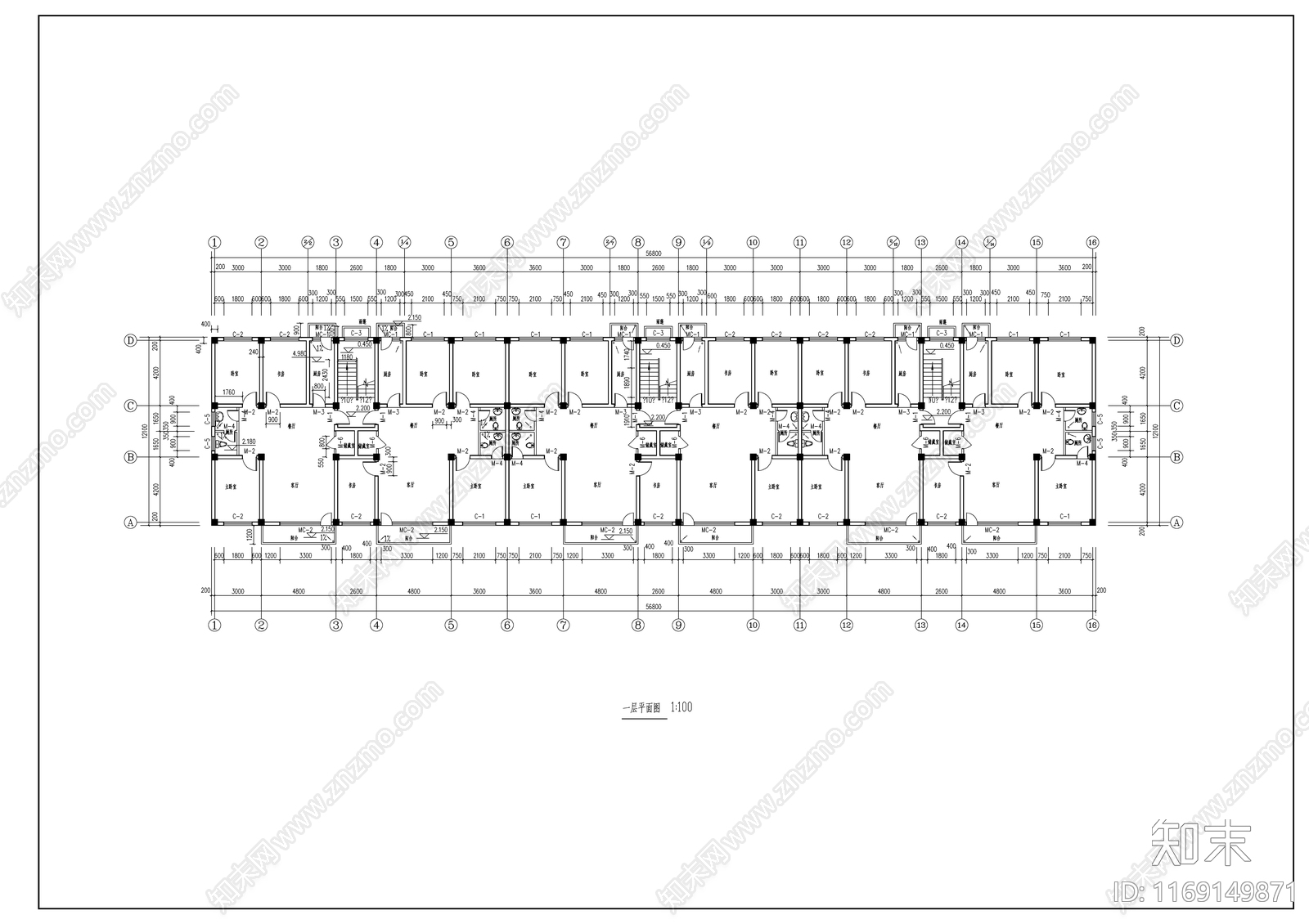 现代住宅楼建筑cad施工图下载【ID:1169149871】