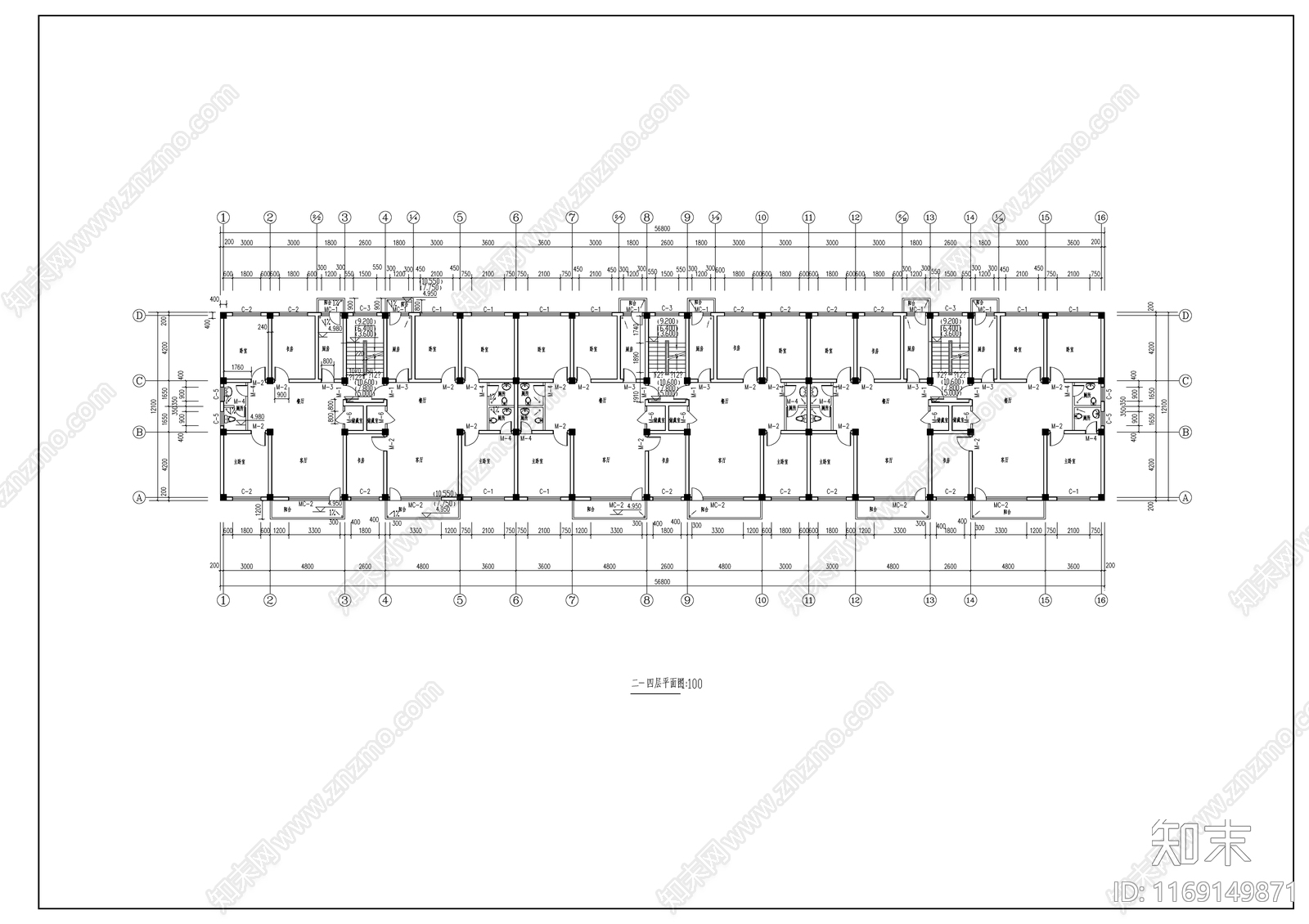 现代住宅楼建筑cad施工图下载【ID:1169149871】