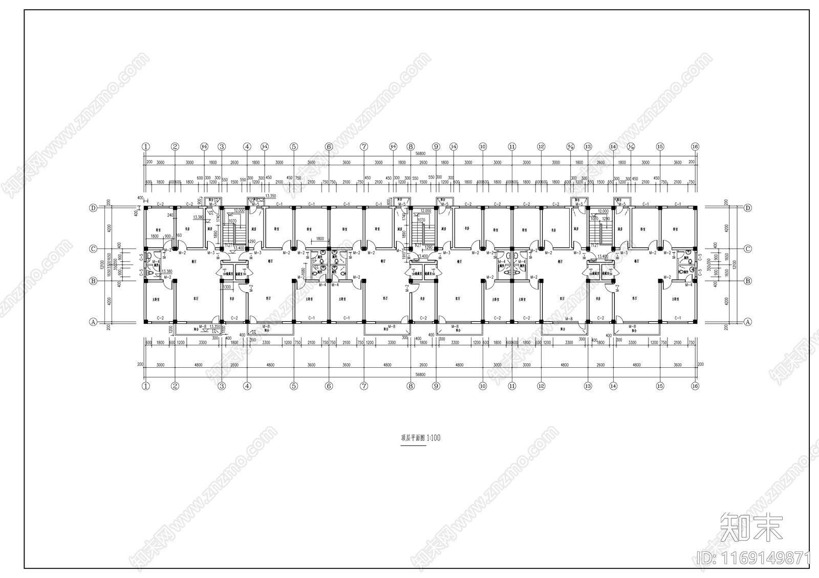 现代住宅楼建筑cad施工图下载【ID:1169149871】