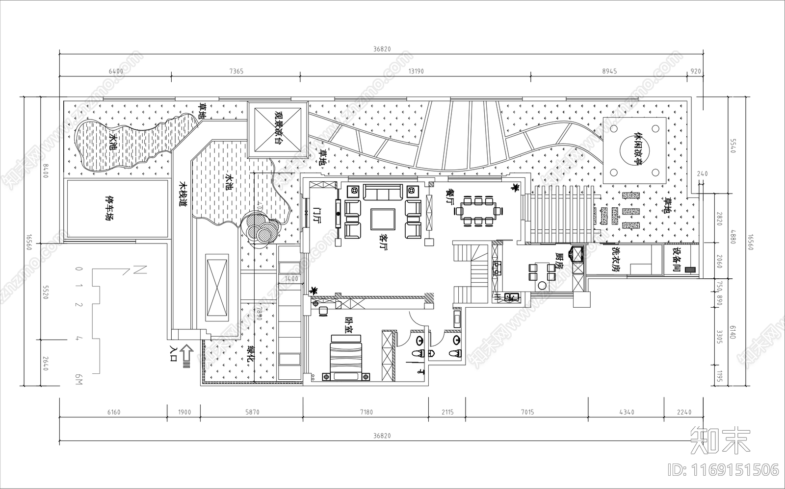 现代庭院cad施工图下载【ID:1169151506】
