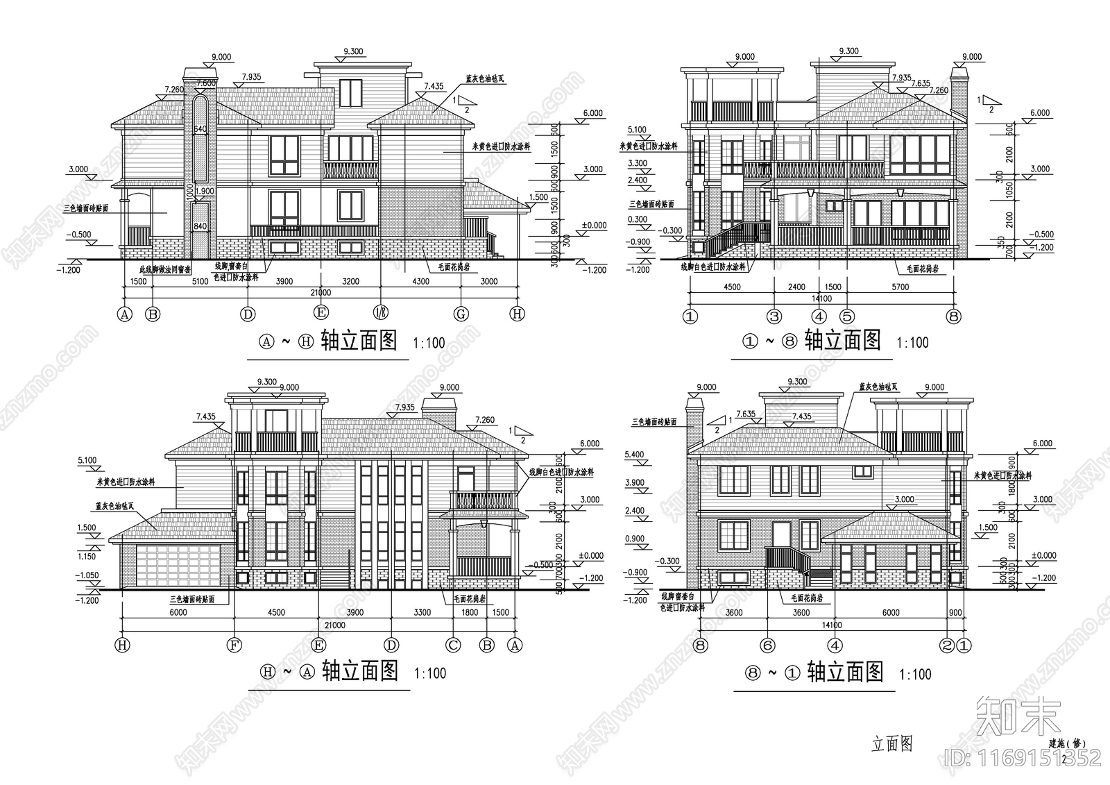 现代别墅建筑cad施工图下载【ID:1169151352】