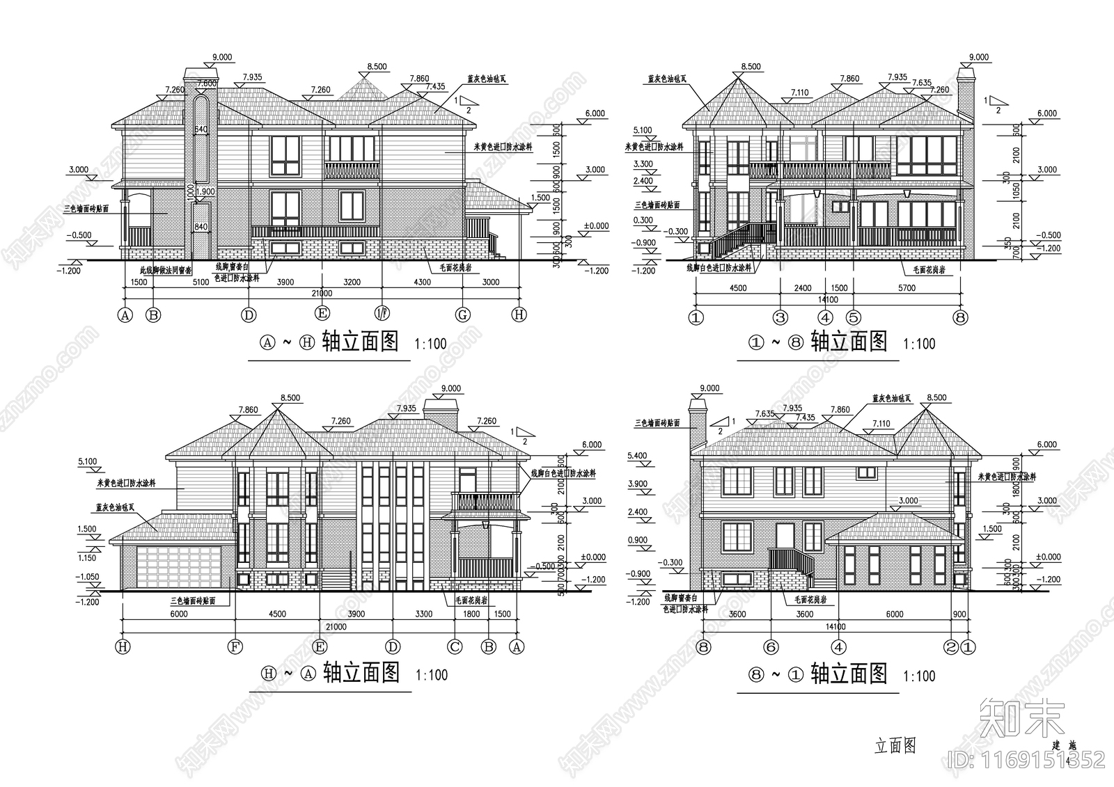 现代别墅建筑cad施工图下载【ID:1169151352】