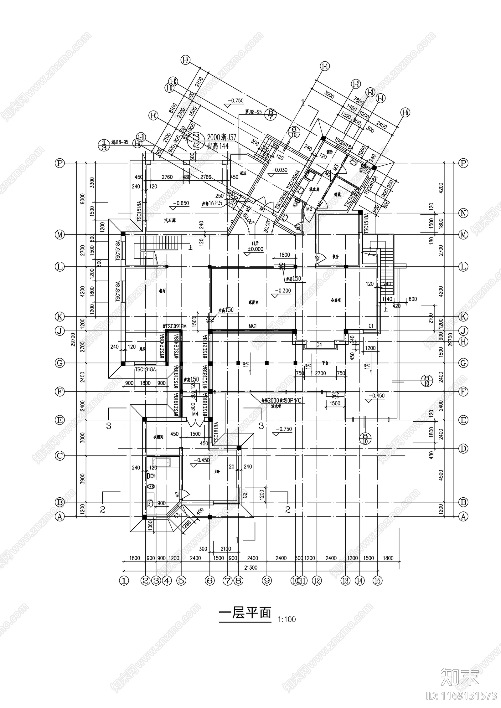 现代别墅建筑cad施工图下载【ID:1169151573】