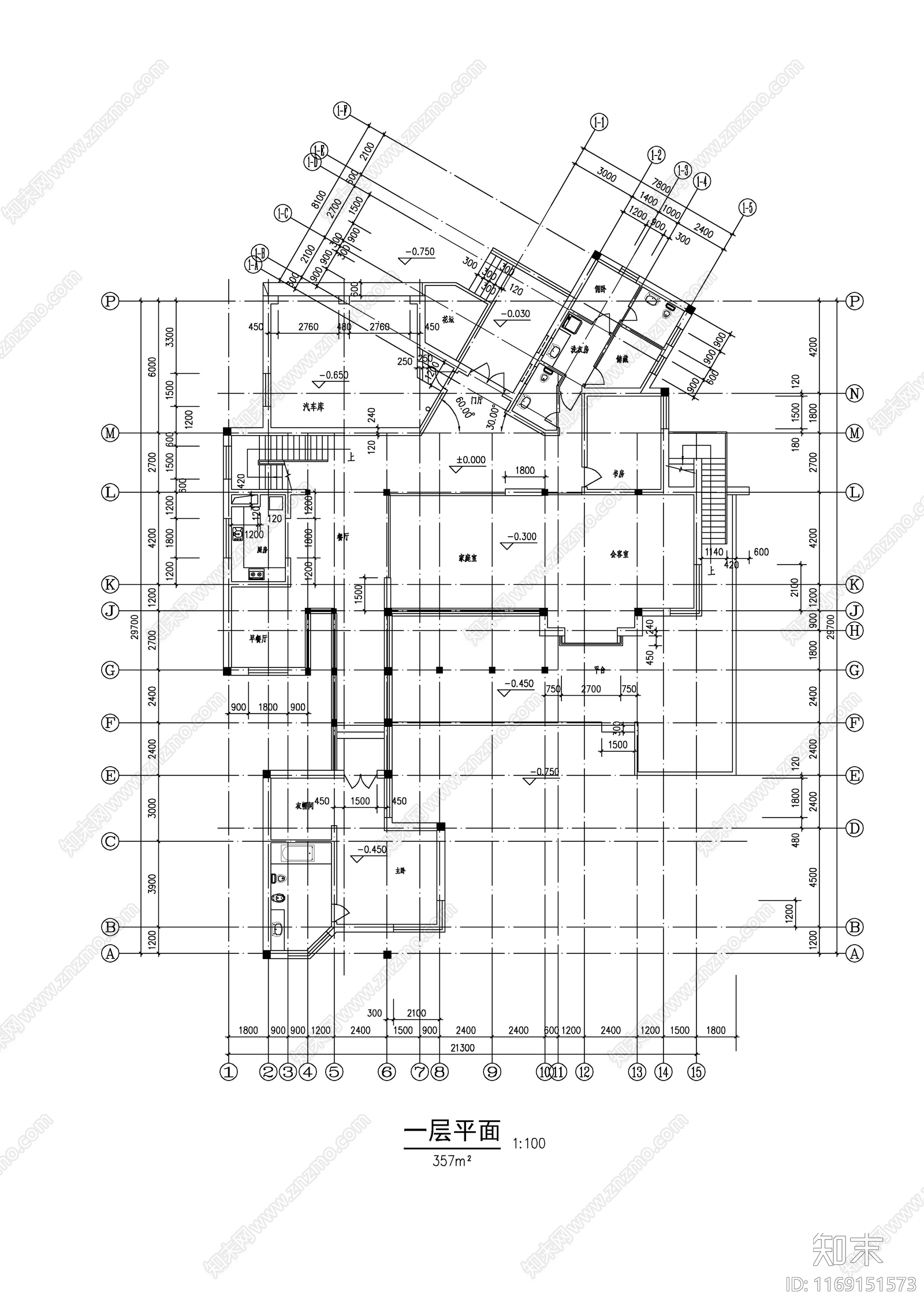 现代别墅建筑cad施工图下载【ID:1169151573】