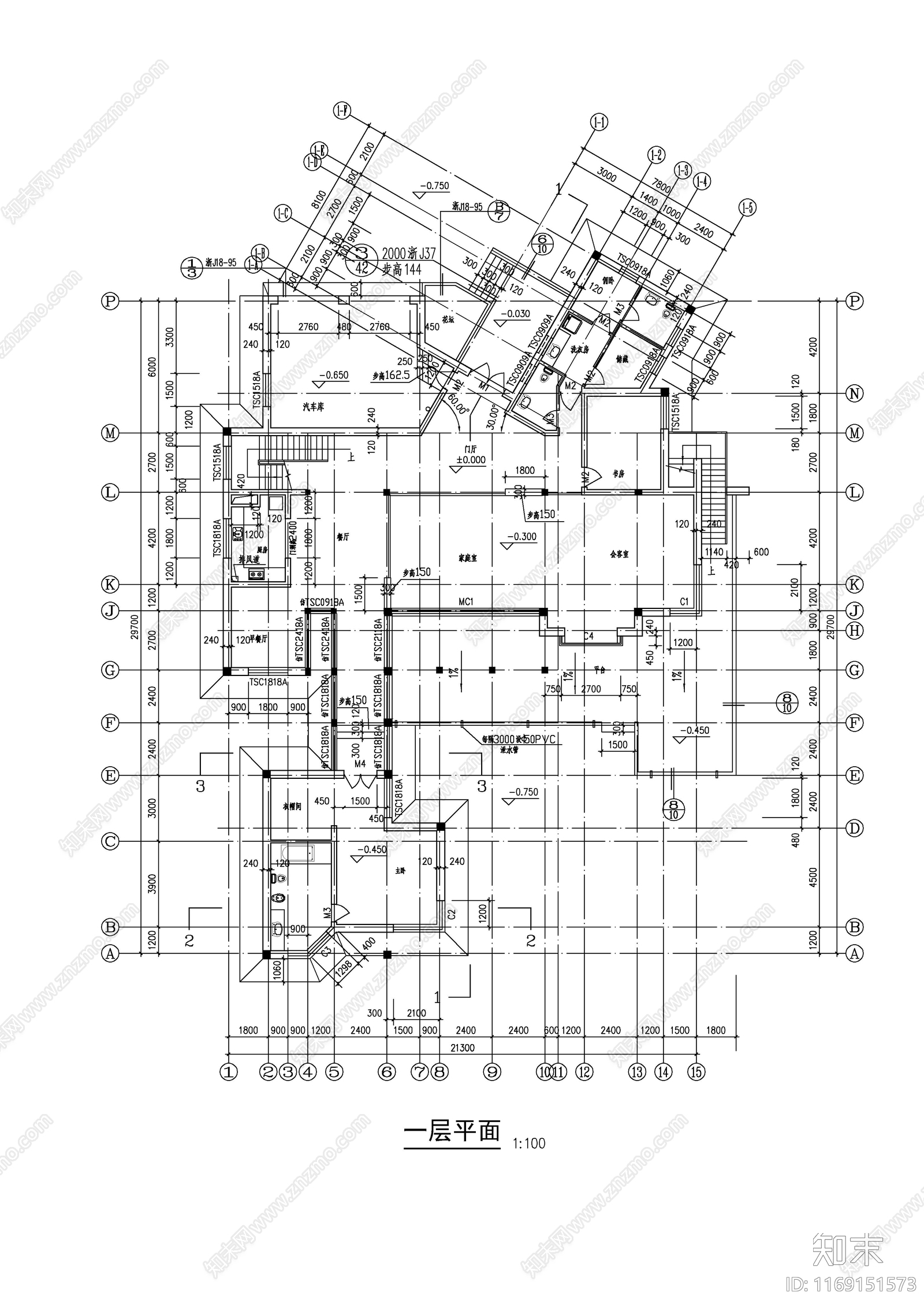 现代别墅建筑cad施工图下载【ID:1169151573】