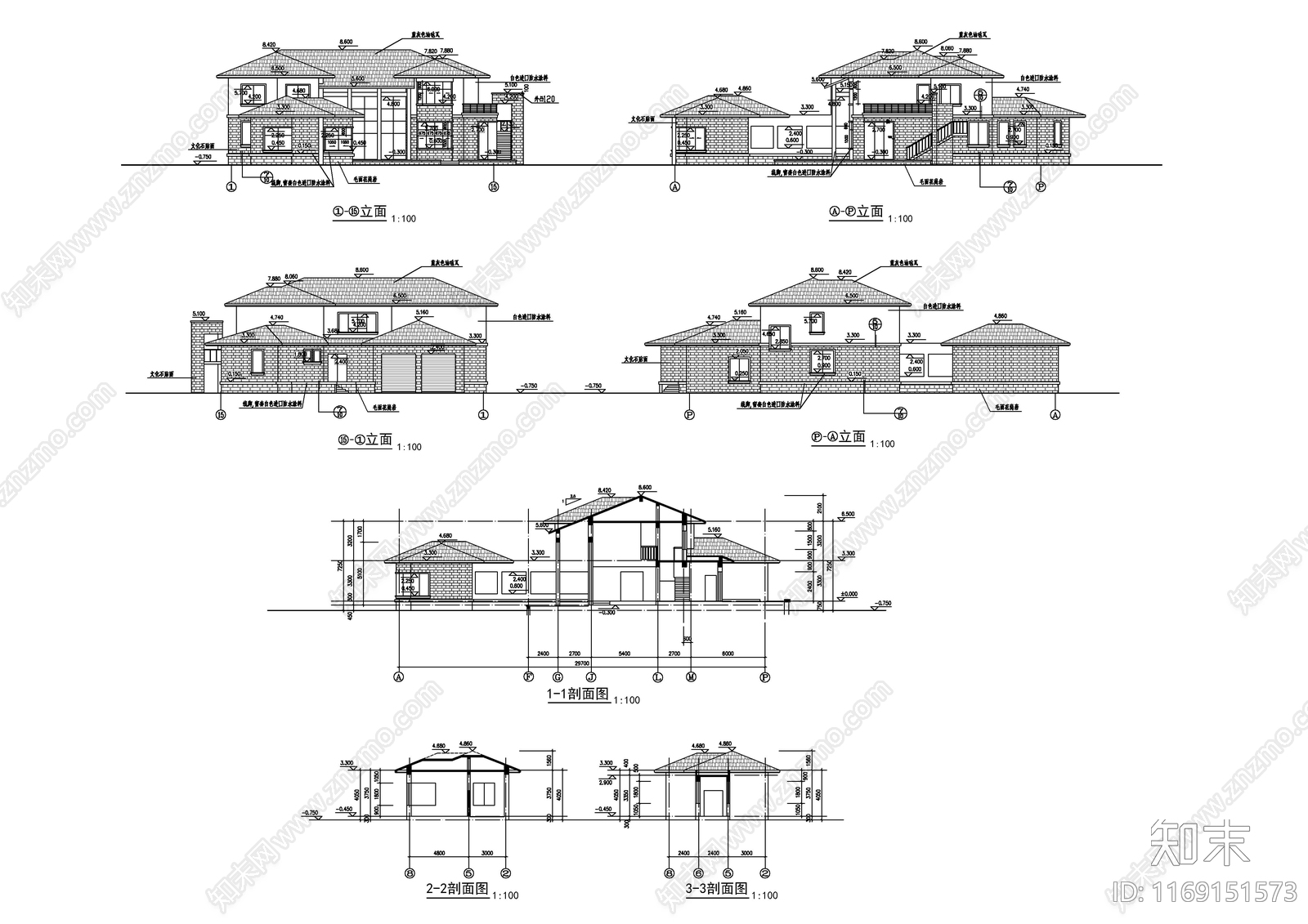 现代别墅建筑cad施工图下载【ID:1169151573】