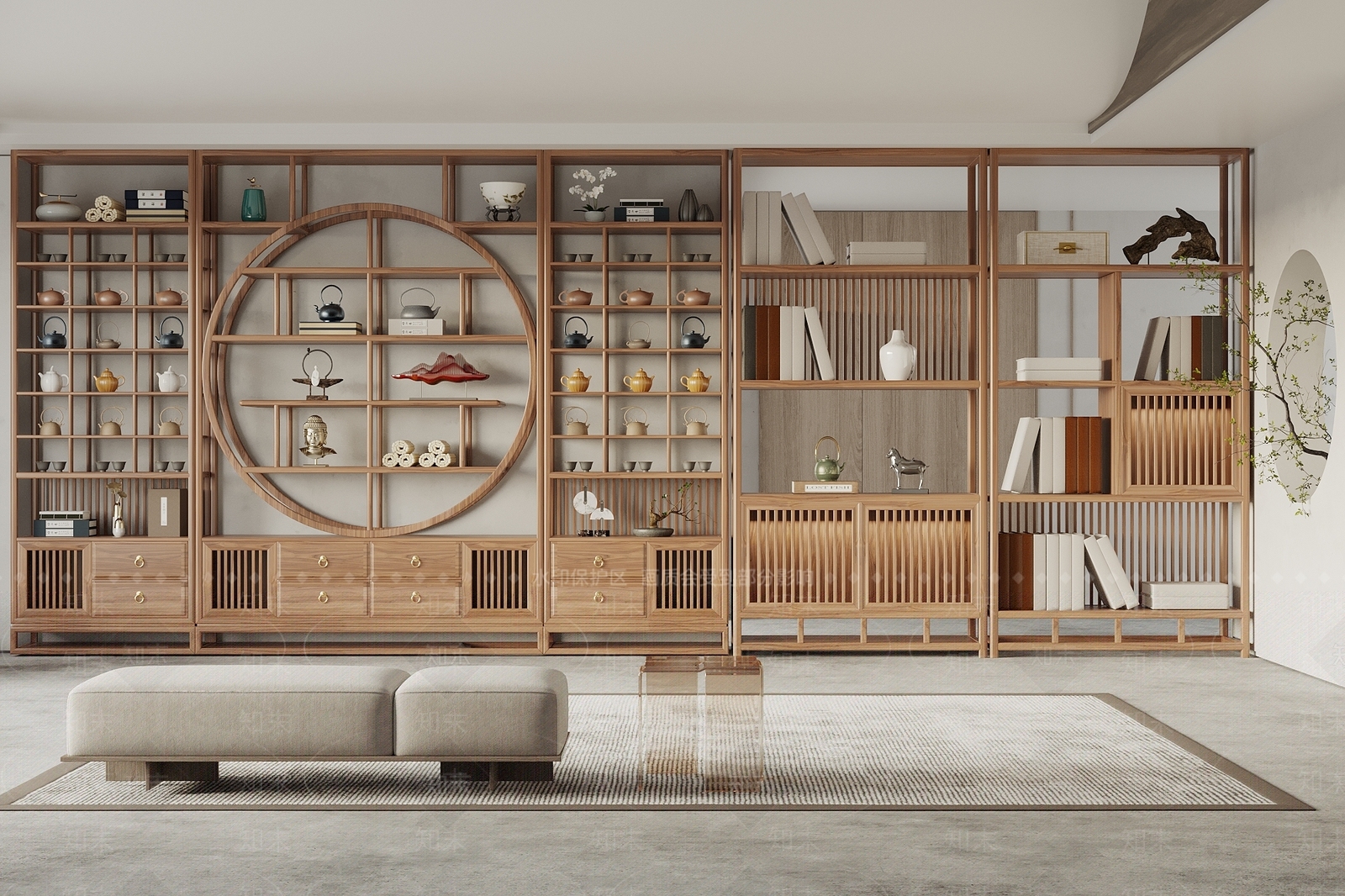 新中式中式博古架3D模型下载【ID:1169154628】