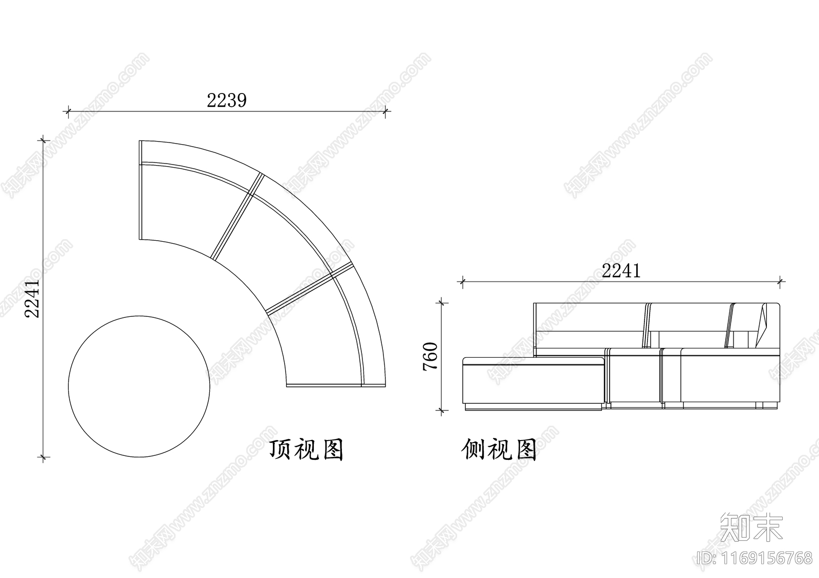 现代沙发cad施工图下载【ID:1169156768】
