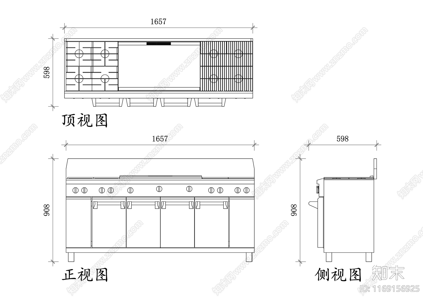 现代厨房设施施工图下载【ID:1169156925】