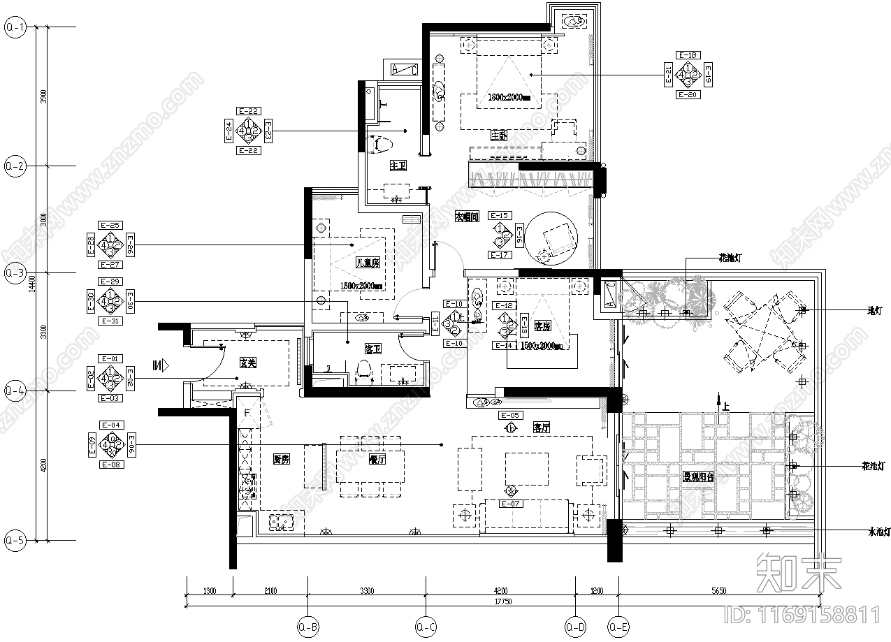 简欧现代整体家装空间cad施工图下载【ID:1169158811】