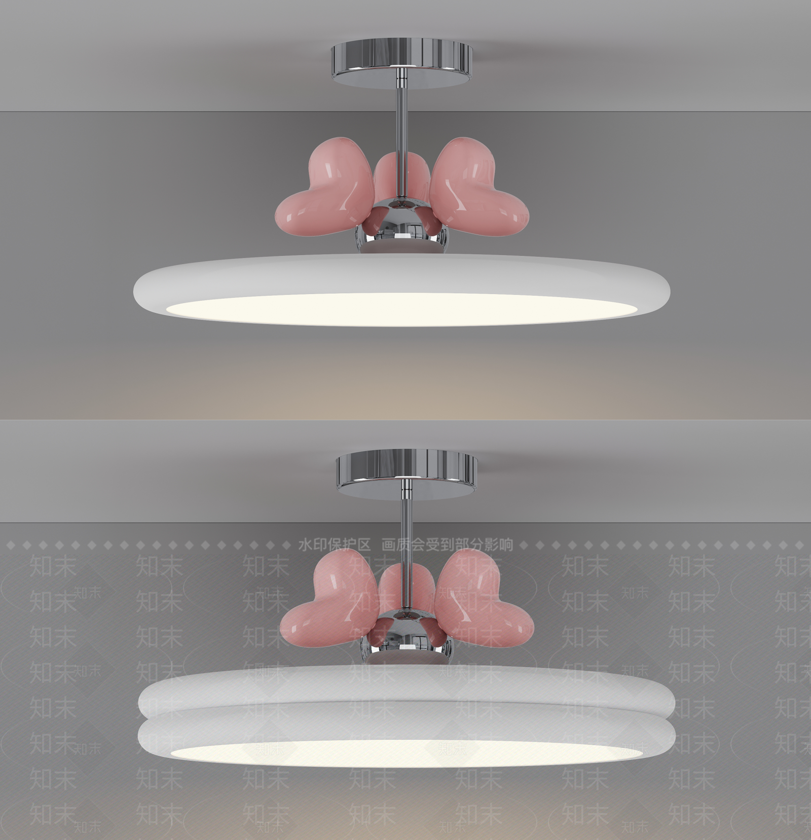 现代奶油吸顶灯3D模型下载【ID:1169160622】