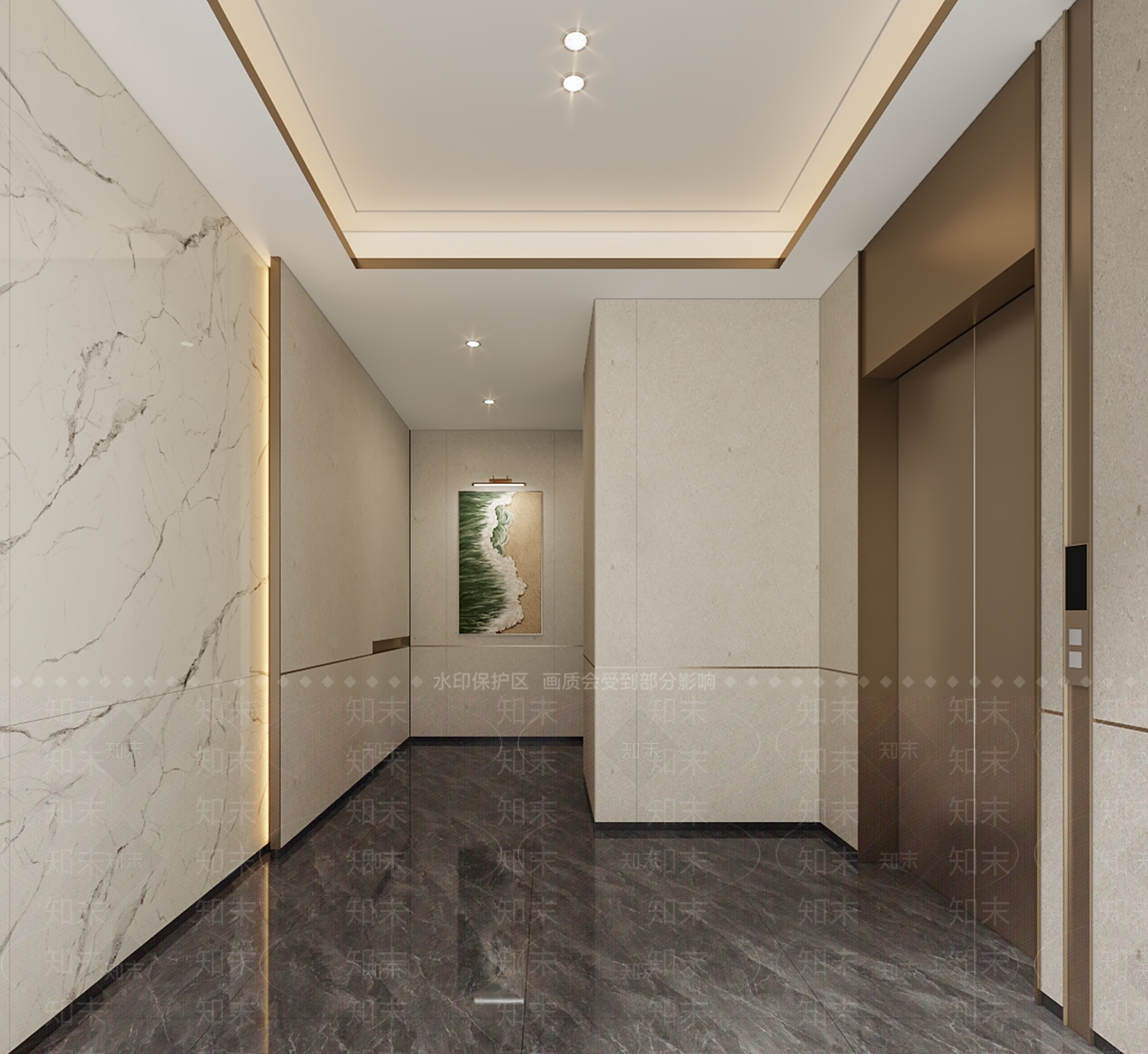 现代轻奢电梯间3D模型下载【ID:1169162074】