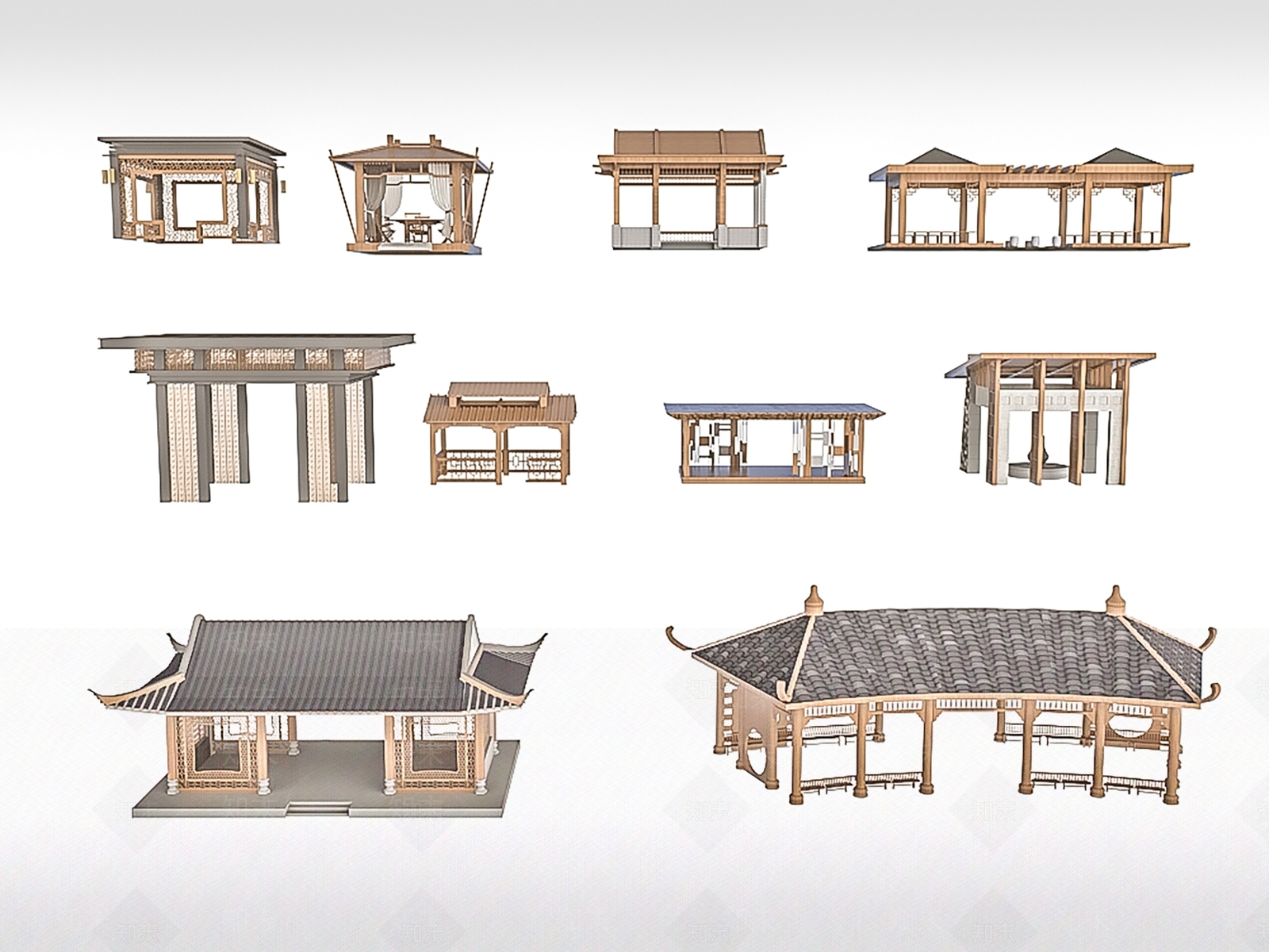 新中式亭子3D模型下载【ID:1169164714】
