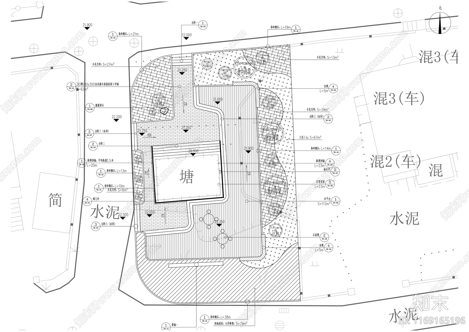 现代公园景观cad施工图下载【ID:1169165196】