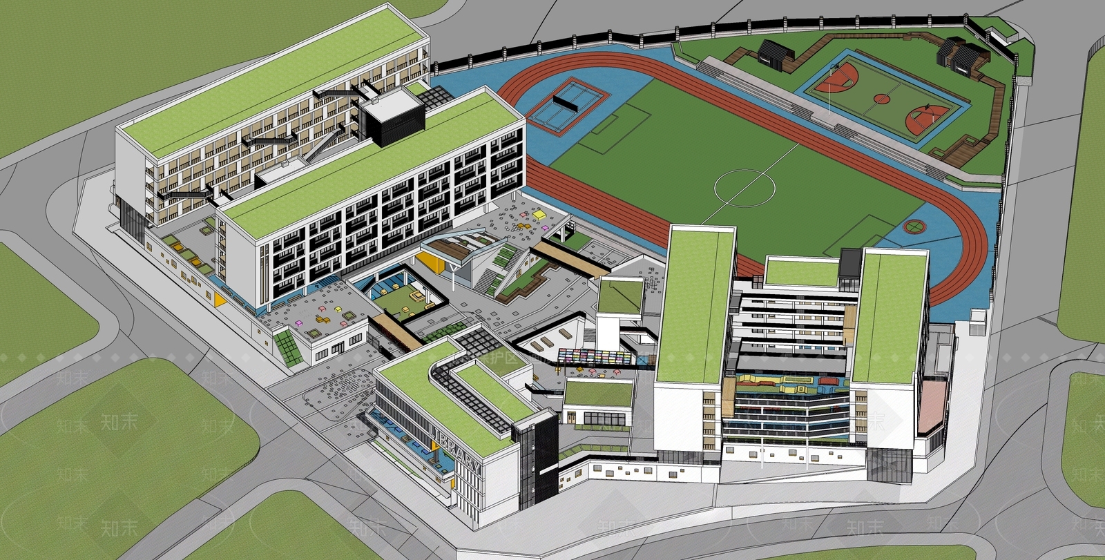现代学校建筑SU模型下载【ID:1169165704】