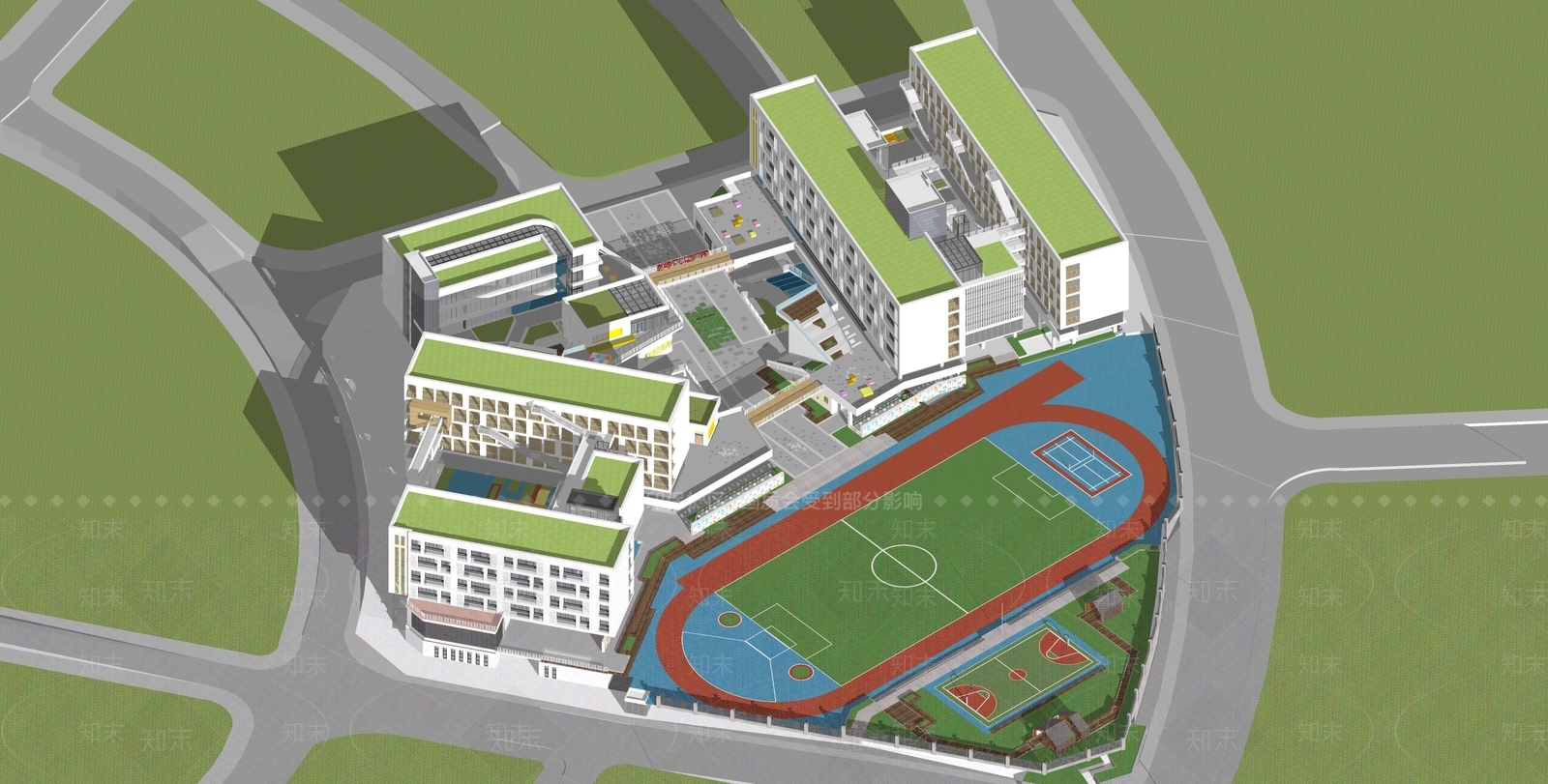 现代学校建筑SU模型下载【ID:1169165704】