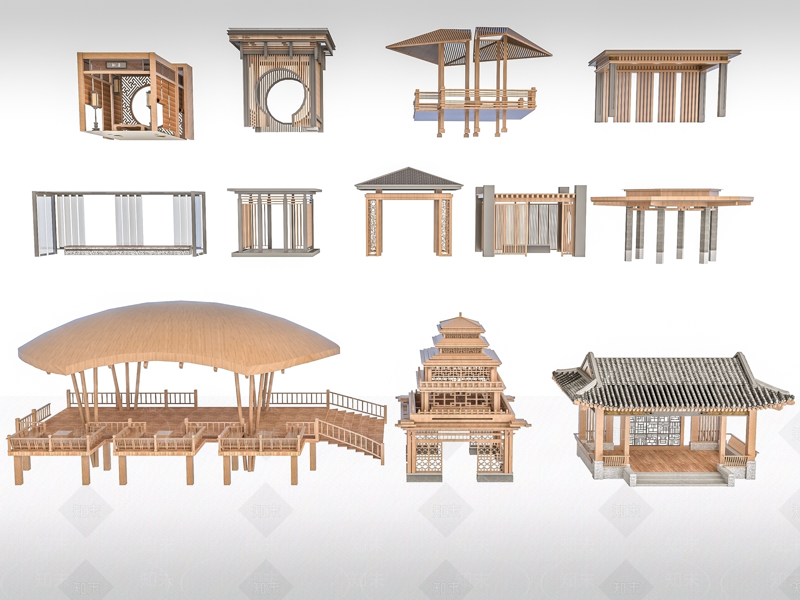 新中式亭子3D模型下载【ID:1169165952】
