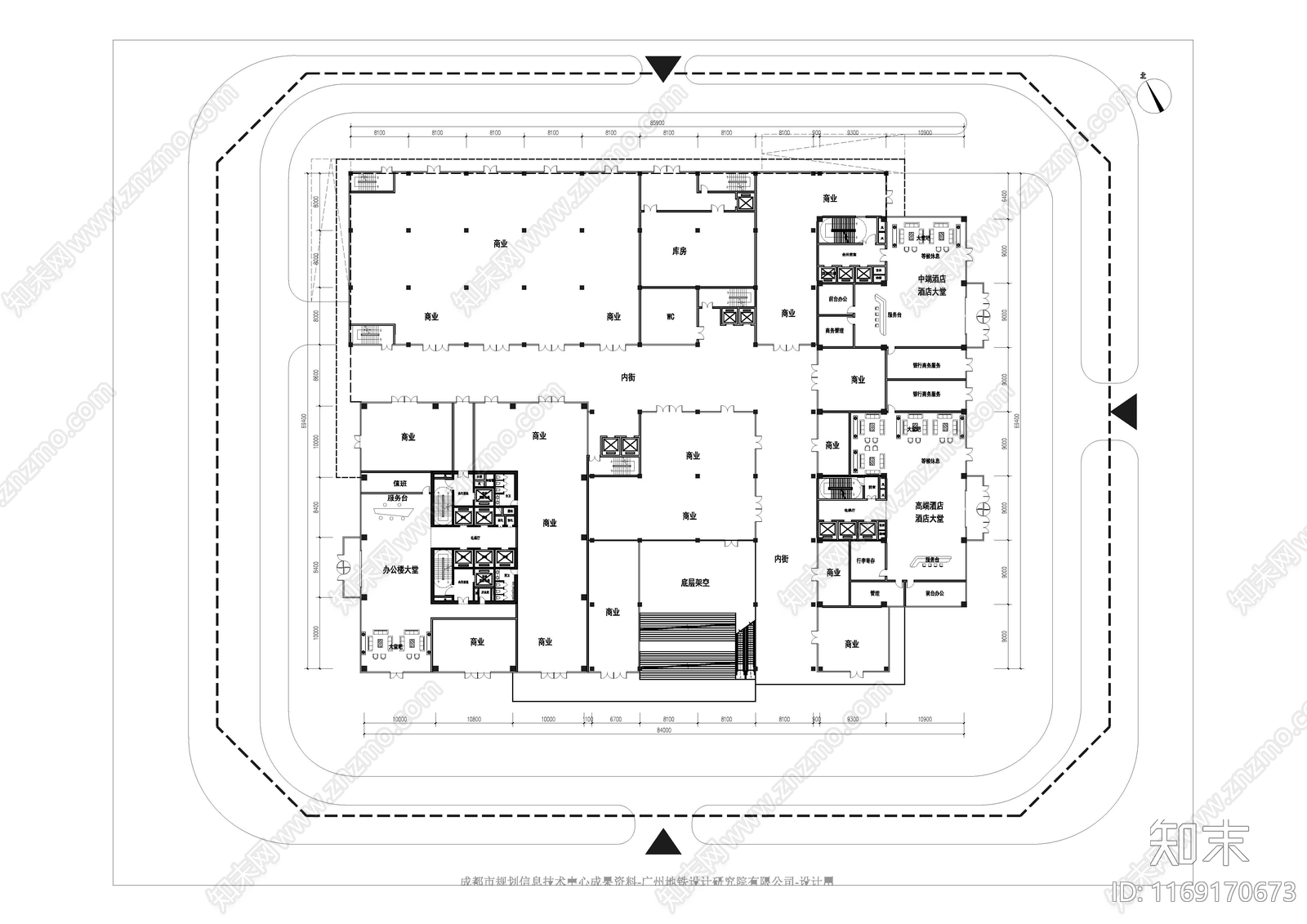 现代酒店建筑cad施工图下载【ID:1169170673】